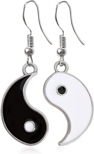 Enamel Yin Yang Earrings - Ancient Tai Chi Drop Dangle Earrings for Women Girls Jewelry Gift
