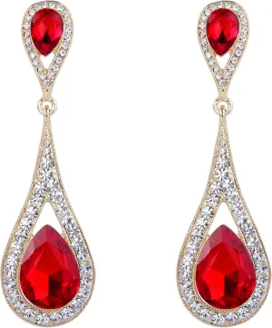 EVER FAITH Women's Jewelry Austrian Crystal Elegant Dual Teardrop Wedding Bride Pierced Dangle Earrings