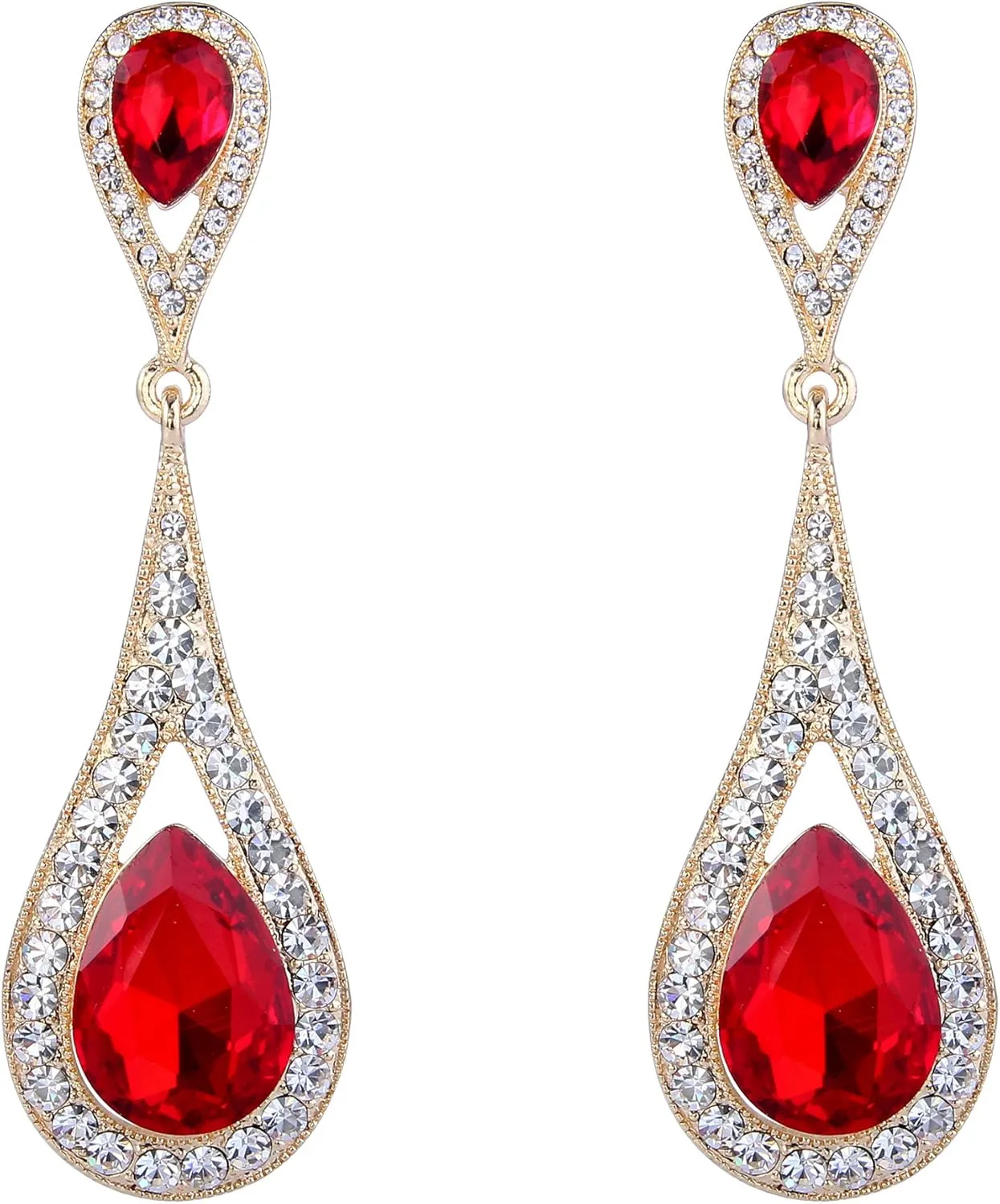 EVER FAITH Women's Jewelry Austrian Crystal Elegant Dual Teardrop Wedding Bride Pierced Dangle Earrings