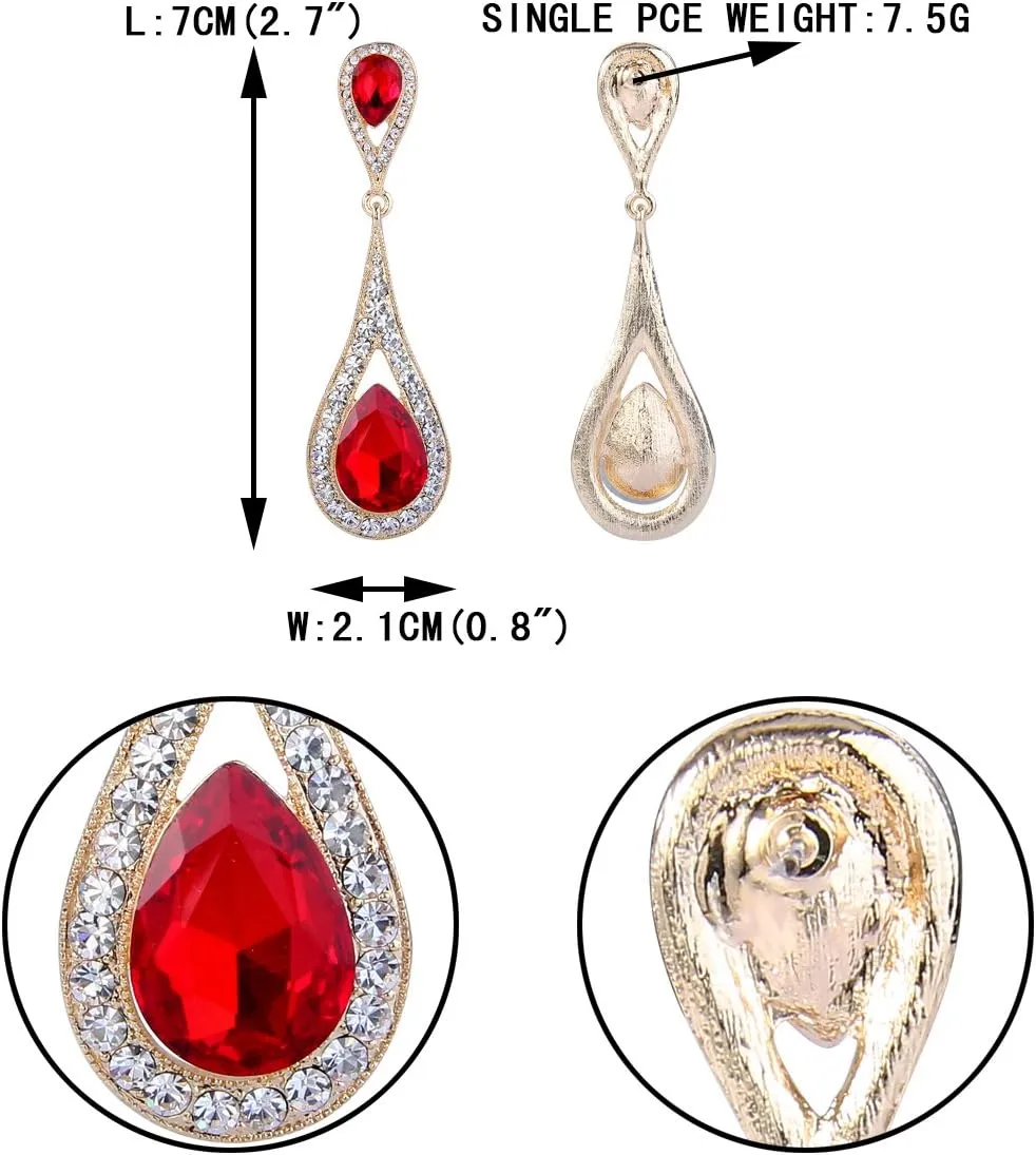 EVER FAITH Women's Jewelry Austrian Crystal Elegant Dual Teardrop Wedding Bride Pierced Dangle Earrings