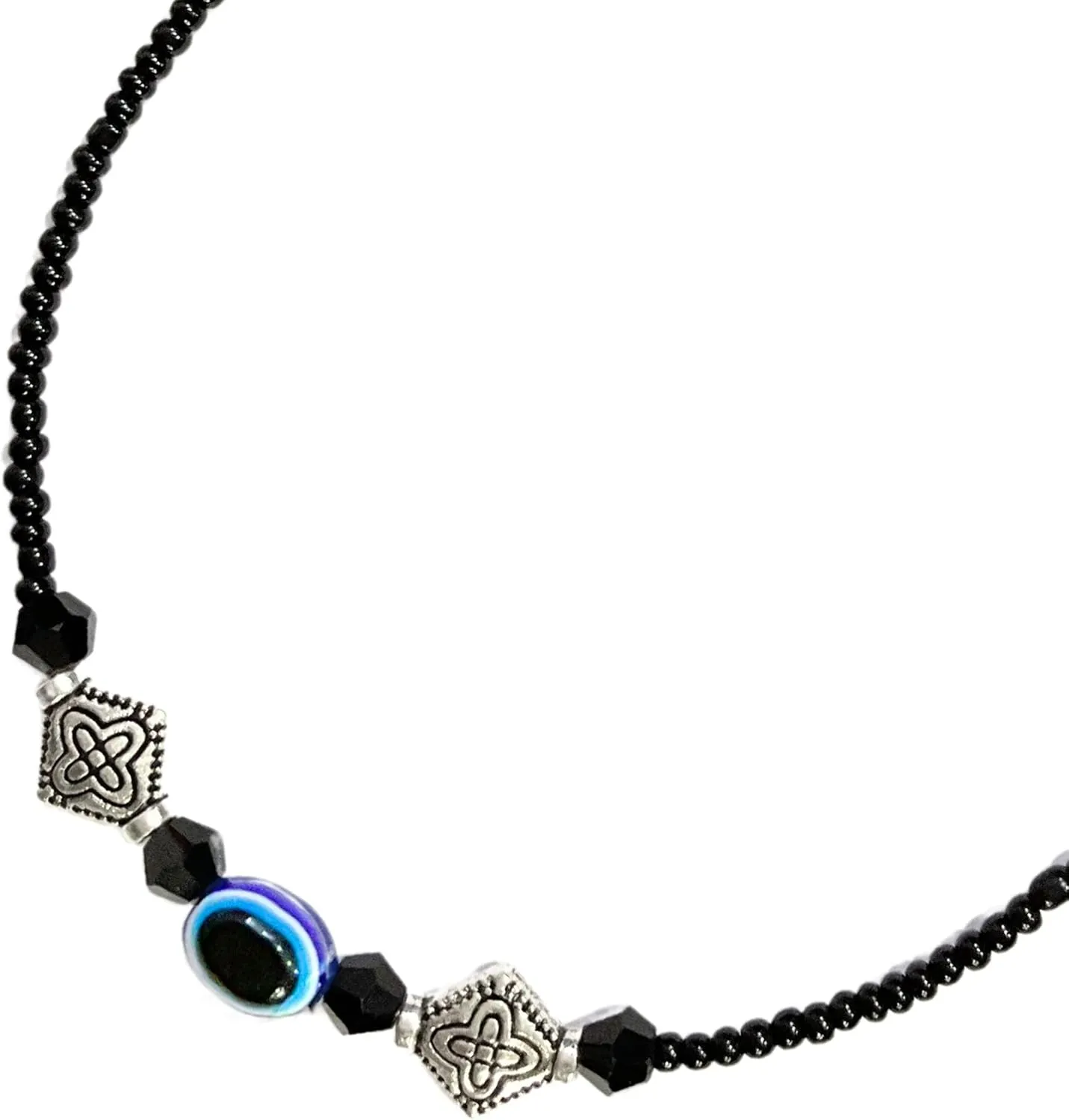 Evil Eye Anklet Bracelet Handmade Black Beads Crystal Adjustable Foot Jewelry Waterproof Chain Anklets Jewelry Gifts for Her Women Mom Wife Girlfriend Summer Beach