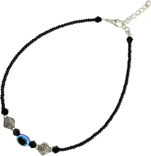 Evil Eye Anklet Bracelet Handmade Black Beads Crystal Adjustable Foot Jewelry Waterproof Chain Anklets Jewelry Gifts for Her Women Mom Wife Girlfriend Summer Beach