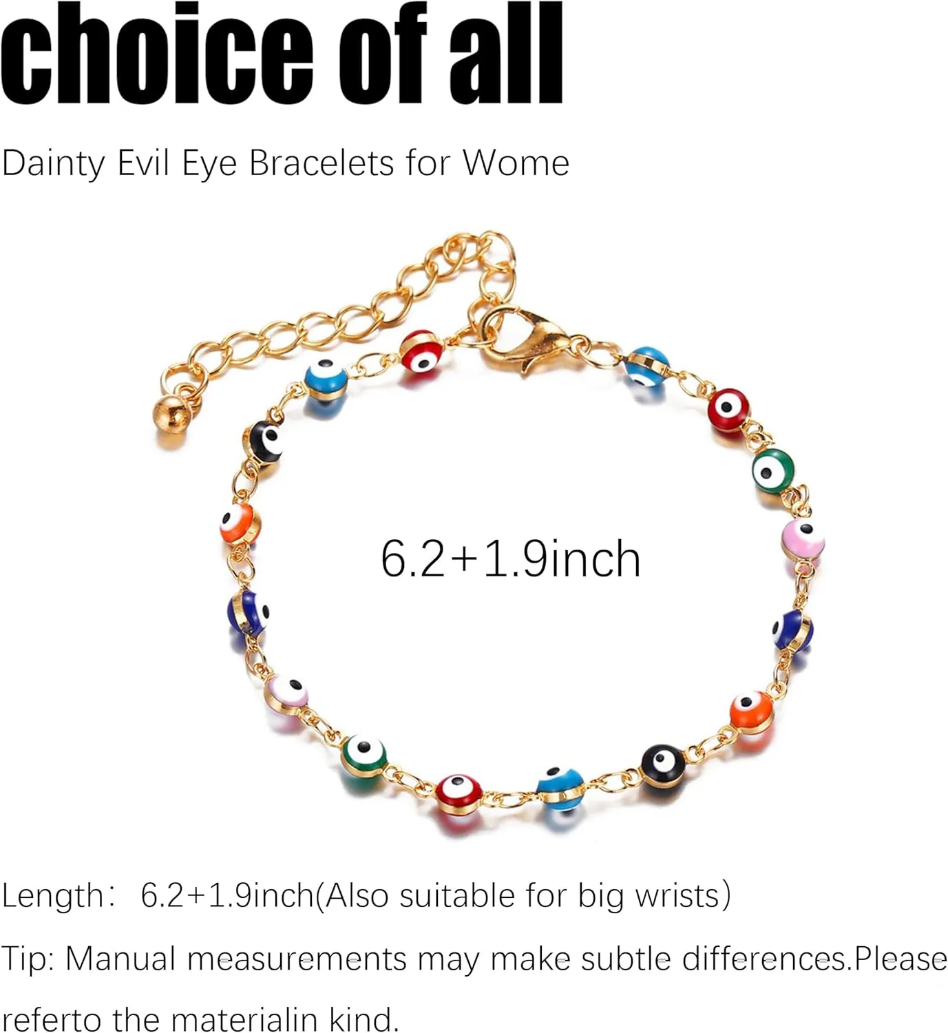 Evil Eye Bracelets Blue Eye Bracelet for Women Evil Eye Jewelry Ojo Hamsa Bracelet Dainty Gold Link Bracelets for Women Lucky Turkish Trendy Jewelry Gifts