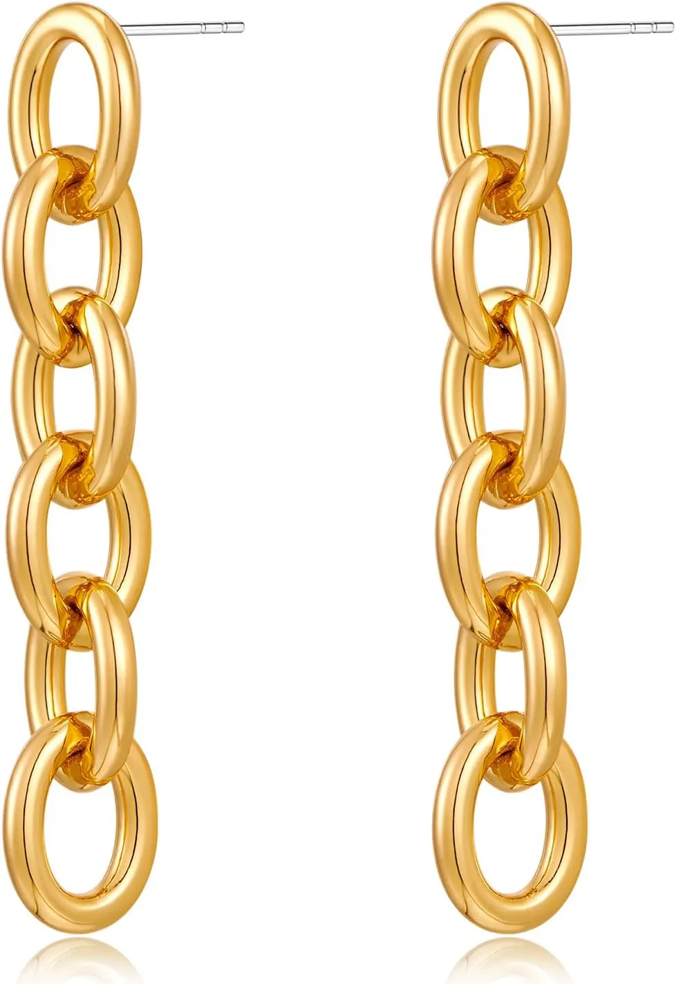 FAMARINE Gold Chain Earrings Women Drop Long Earrings Daily Earrings