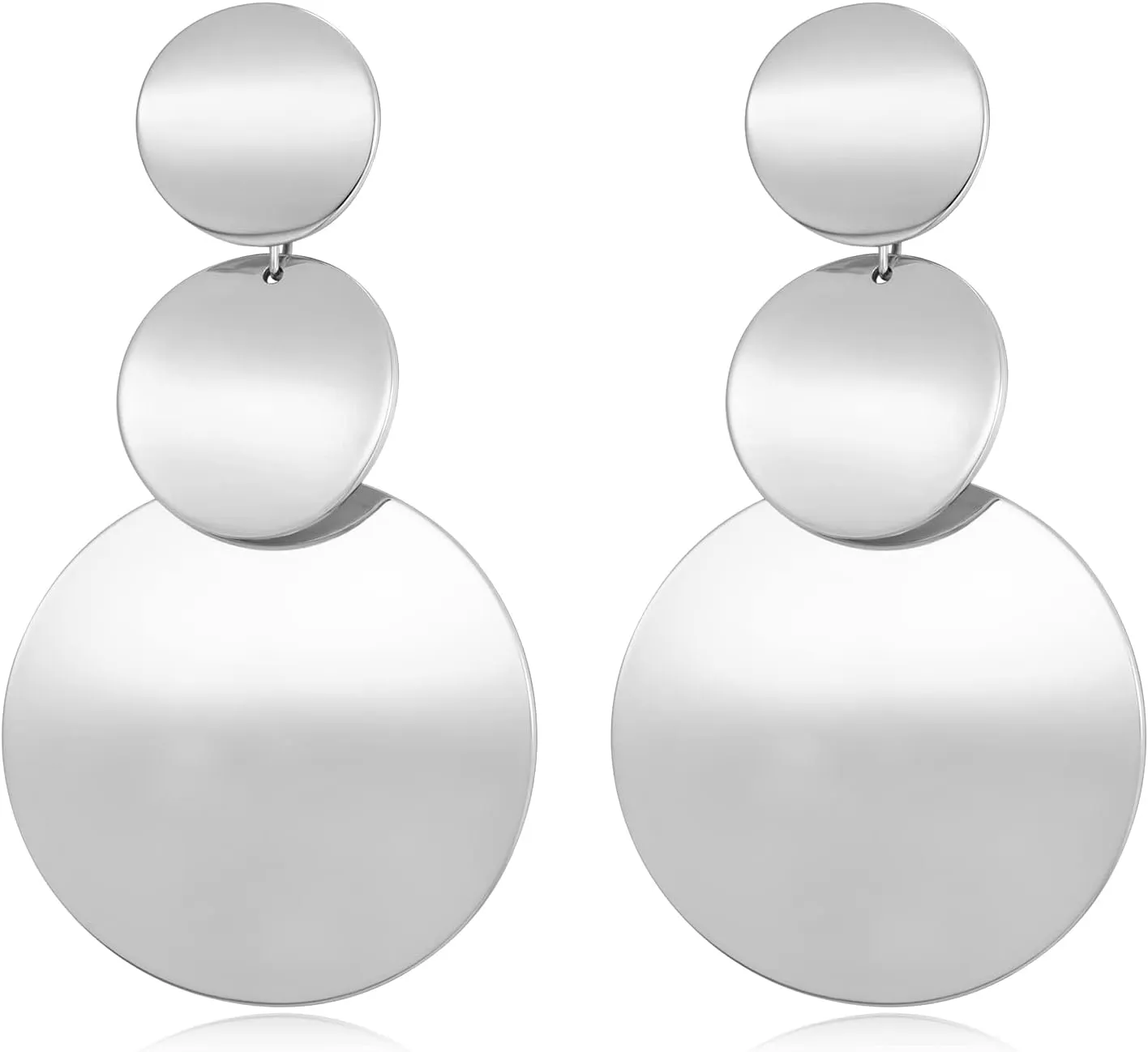 FAMARINE Gold Silver Disc Dangle Earrings for Women