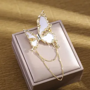 Fashion Butterfly Long Chain Tassel Brooch Pin Animal Insect Butterfly Suit Lapel Pin Jewelry for Women Men Gifts Dress Suit Jacket Brooch Pin