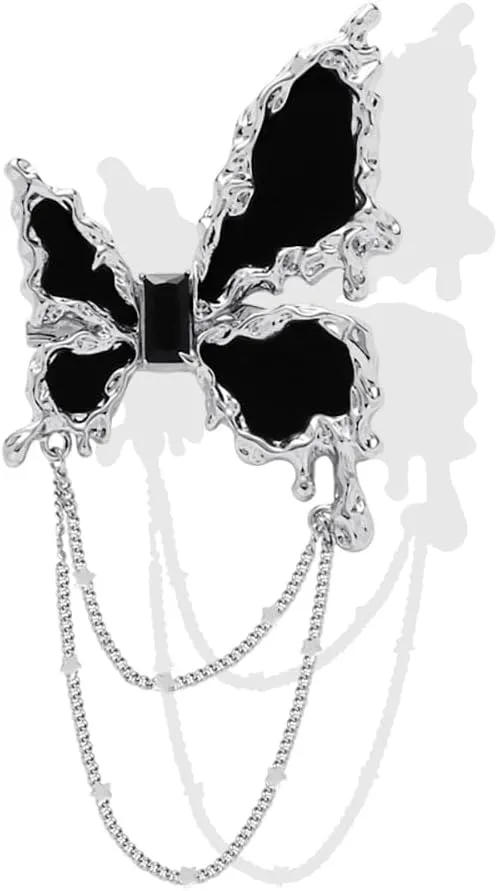 Fashion Butterfly Long Chain Tassel Brooch Pin Animal Insect Butterfly Suit Lapel Pin Jewelry for Women Men Gifts Dress Suit Jacket Brooch Pin