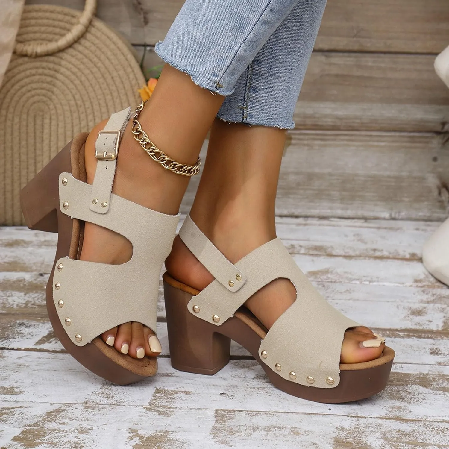 Fashion Sandals For Women Walking Water Shoes With Arch Support Beach Gladiator Sandals Chunky Wedges Slides