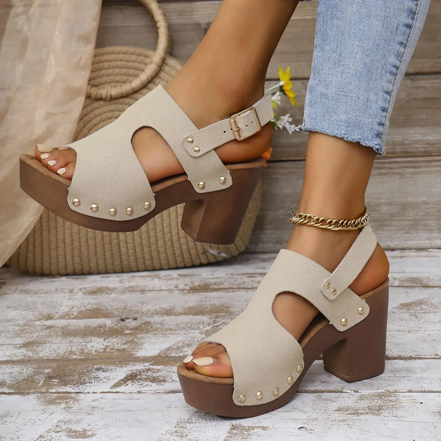 Fashion Sandals For Women Walking Water Shoes With Arch Support Beach Gladiator Sandals Chunky Wedges Slides