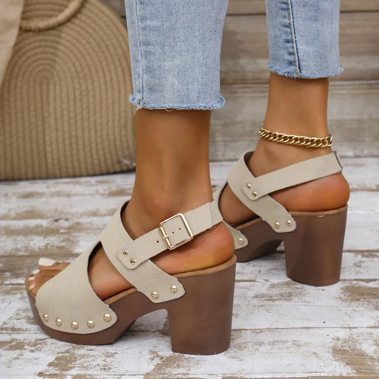 Fashion Sandals For Women Walking Water Shoes With Arch Support Beach Gladiator Sandals Chunky Wedges Slides