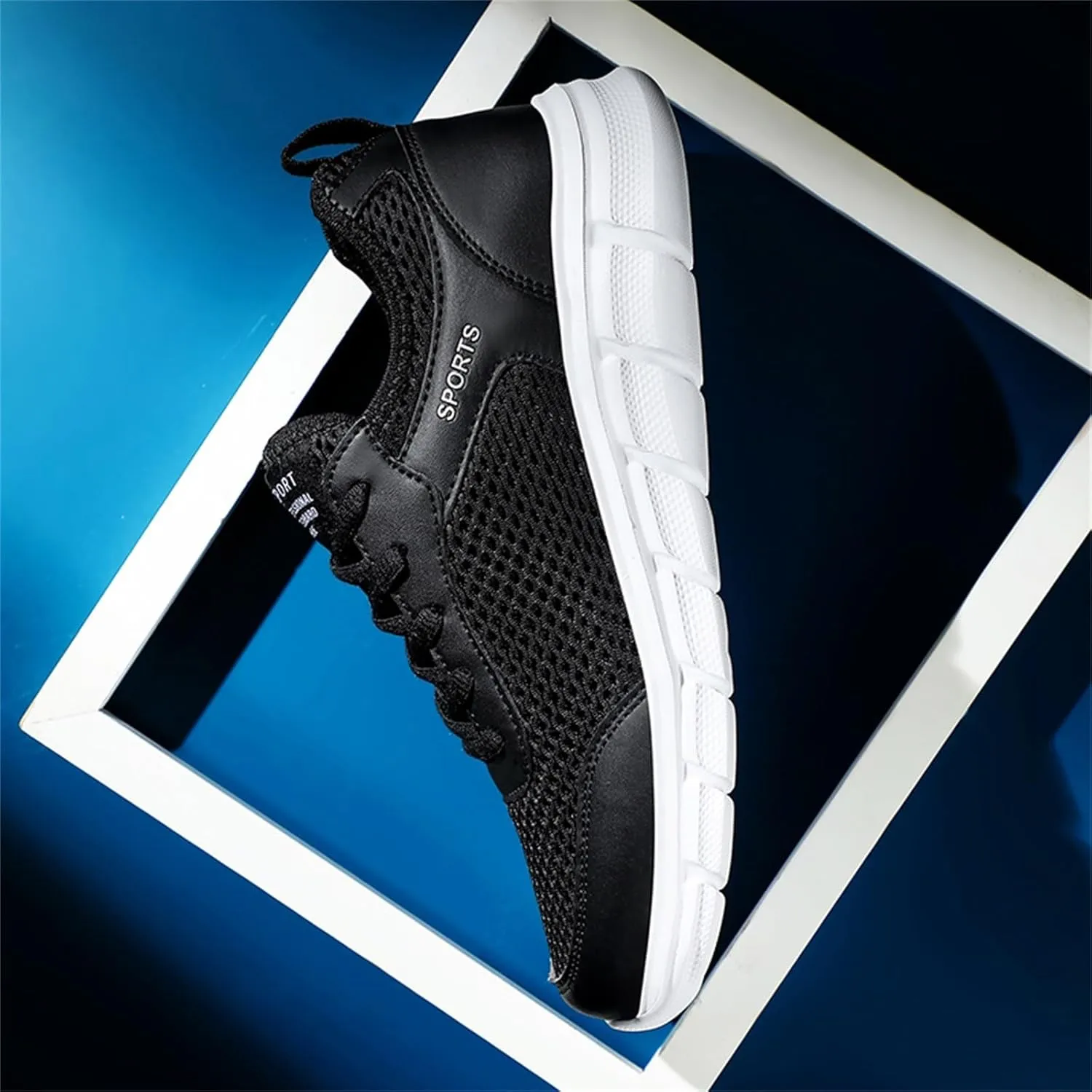 Fashion Summer Men Breathable Mesh Flat Elastic Casual Shoes Mens Sneaker