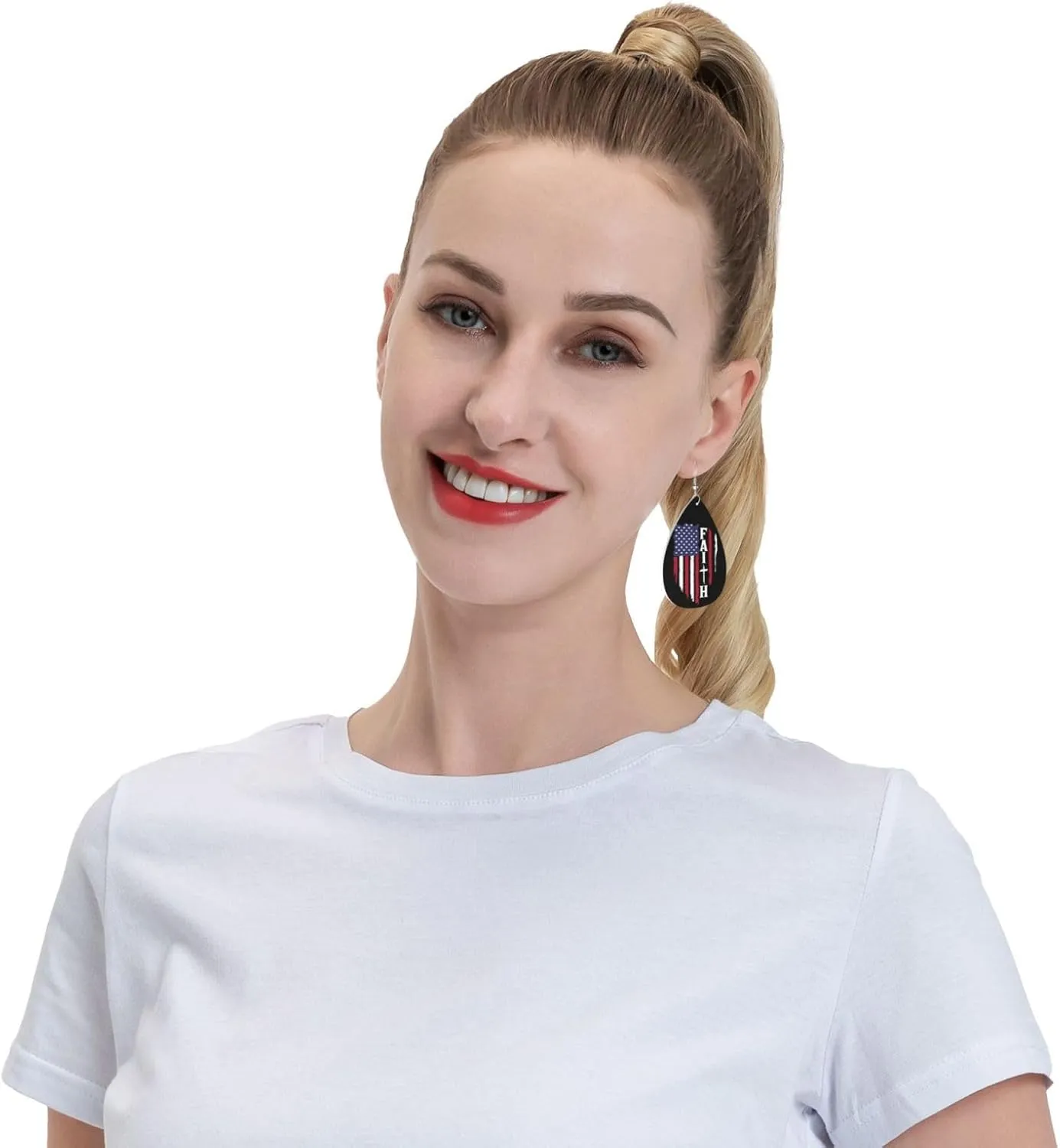 Faux Leather Teardrop Earrings Double-Sided Drop Dangle Earrings For Women Ears Accessories