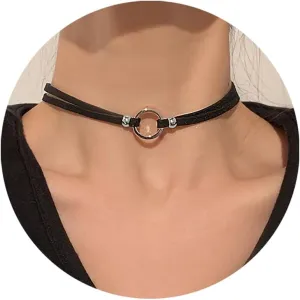 Fesciory Black Necklaces for Women, Adjustable Layered Velvet Leather Lace Collar Necklace, Goth Jewelry Gifts.