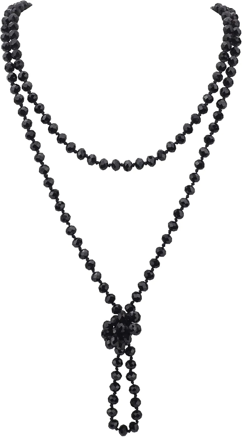 Firstmeet Fashion Beads Rope Knot Long Beaded Necklace Versatile 60" Strand Costume Jewelry for Women and Men