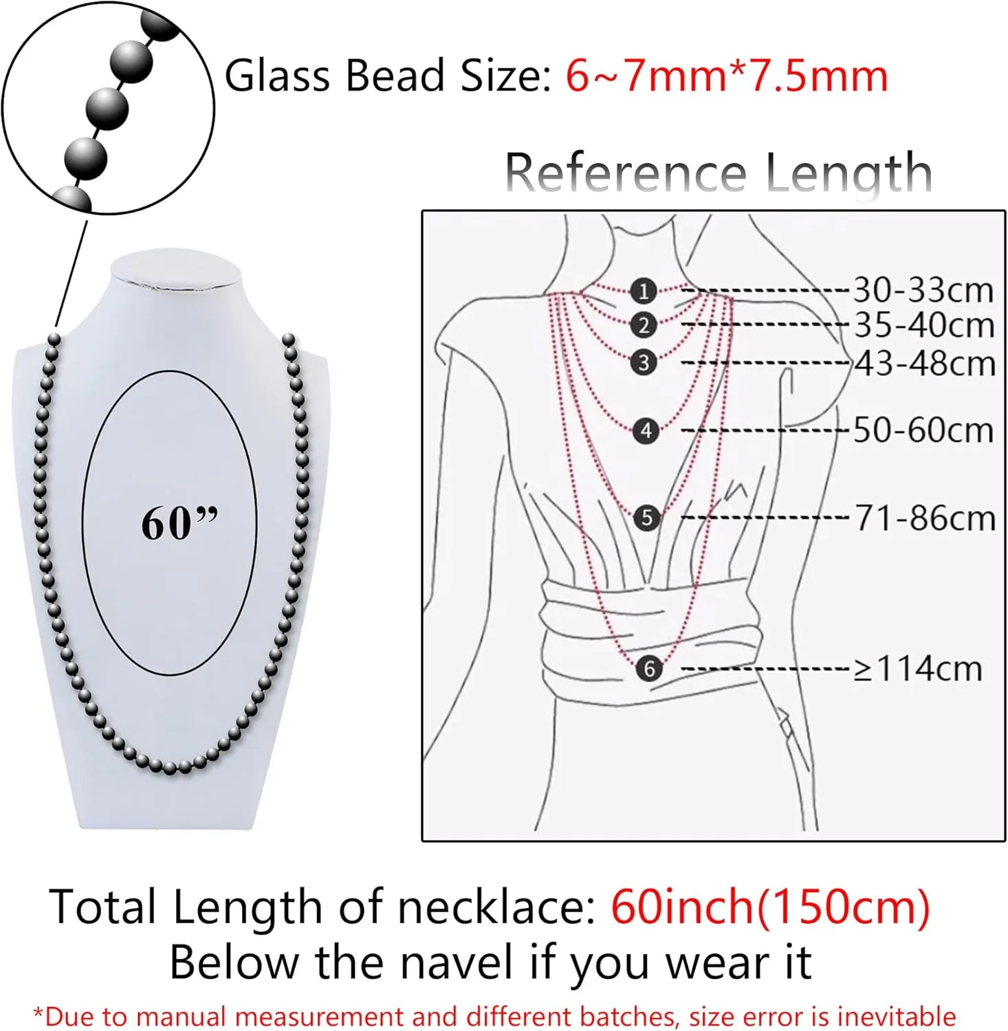 Firstmeet Fashion Beads Rope Knot Long Beaded Necklace Versatile 60" Strand Costume Jewelry for Women and Men