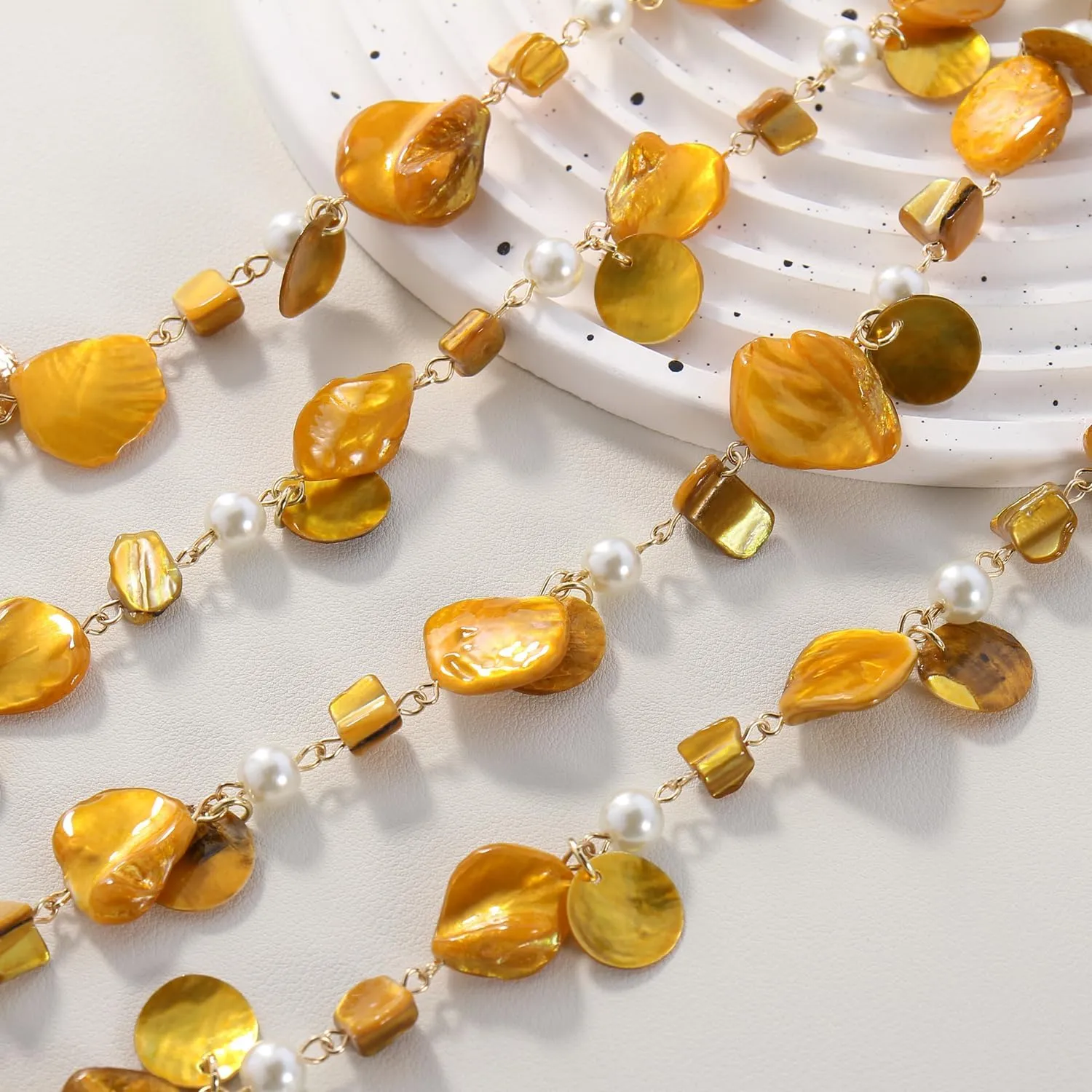 Firstmeet Long Multicolor Shell Beaded Necklace with Earrings Seashell Pendant Cultured Freshwater Pearl Handmade Boho Necklace for Women