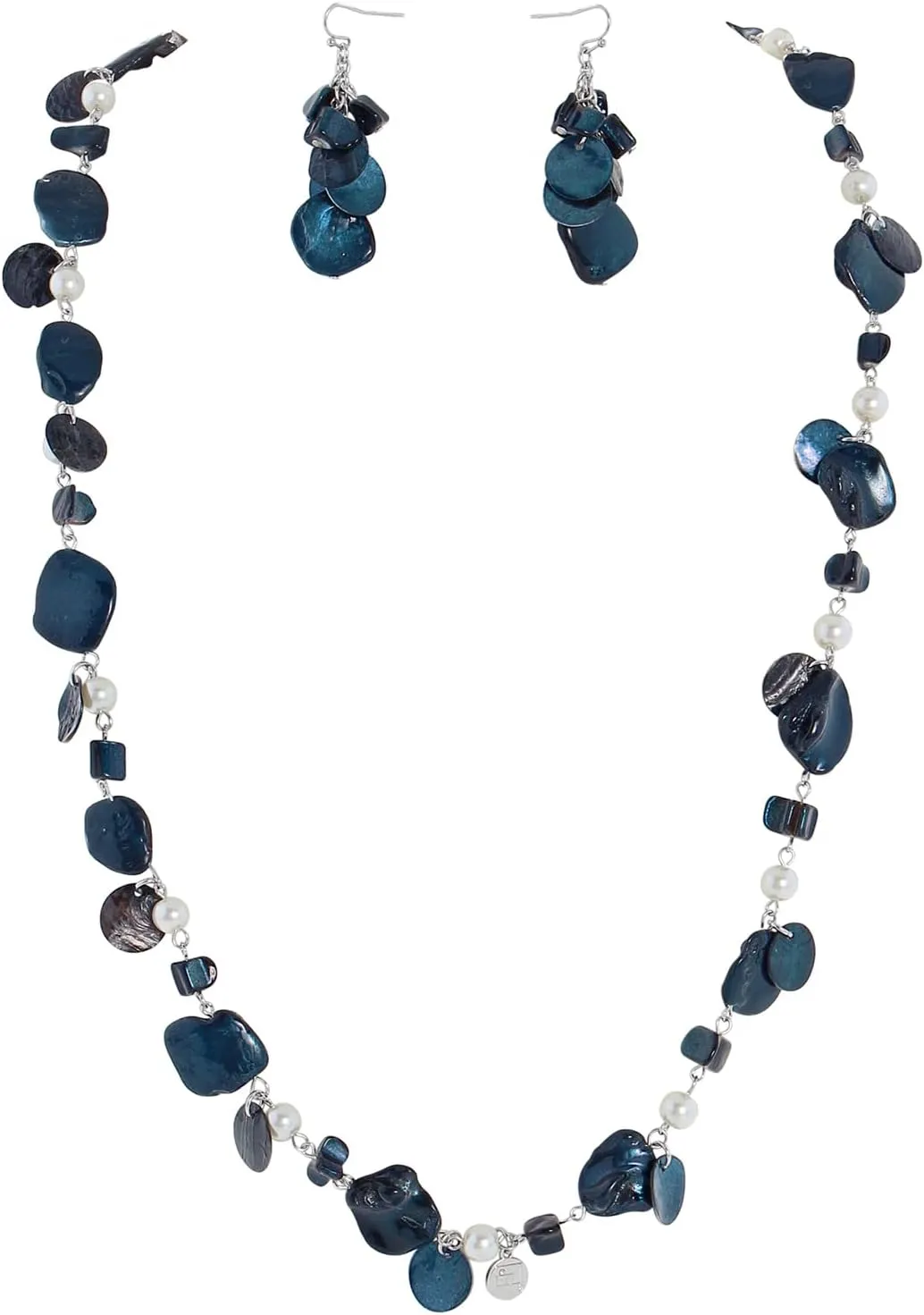 Firstmeet Long Multicolor Shell Beaded Necklace with Earrings Seashell Pendant Cultured Freshwater Pearl Handmade Boho Necklace for Women