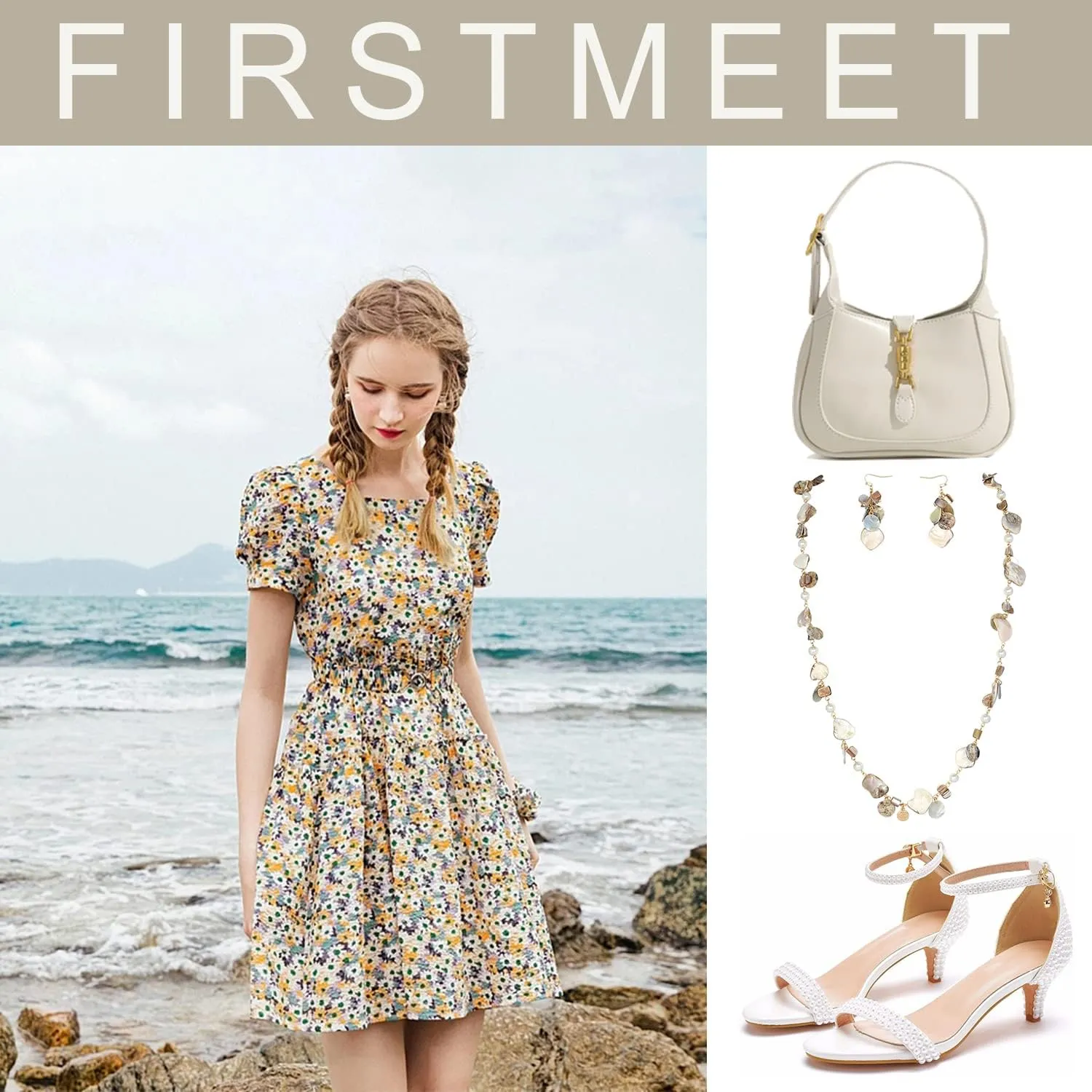 Firstmeet Long Multicolor Shell Beaded Necklace with Earrings Seashell Pendant Cultured Freshwater Pearl Handmade Boho Necklace for Women