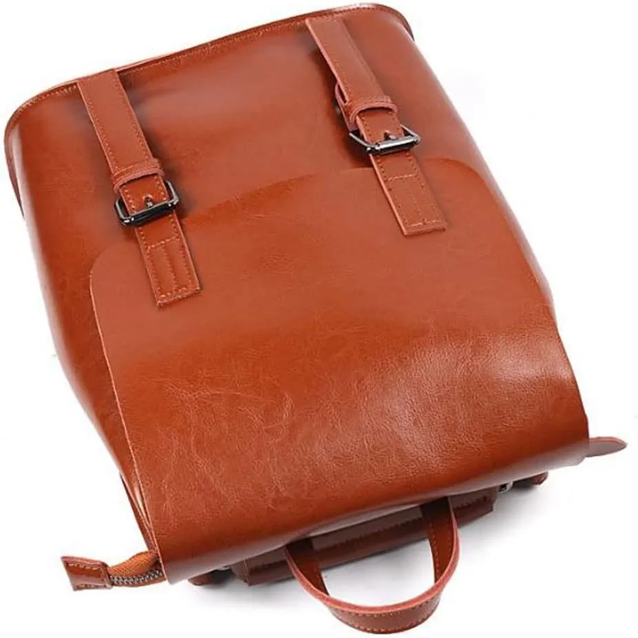 for women Casual One-shoulder Portable Backpacks Waterproof solid colour PU leather Flap soft pocket (Black)