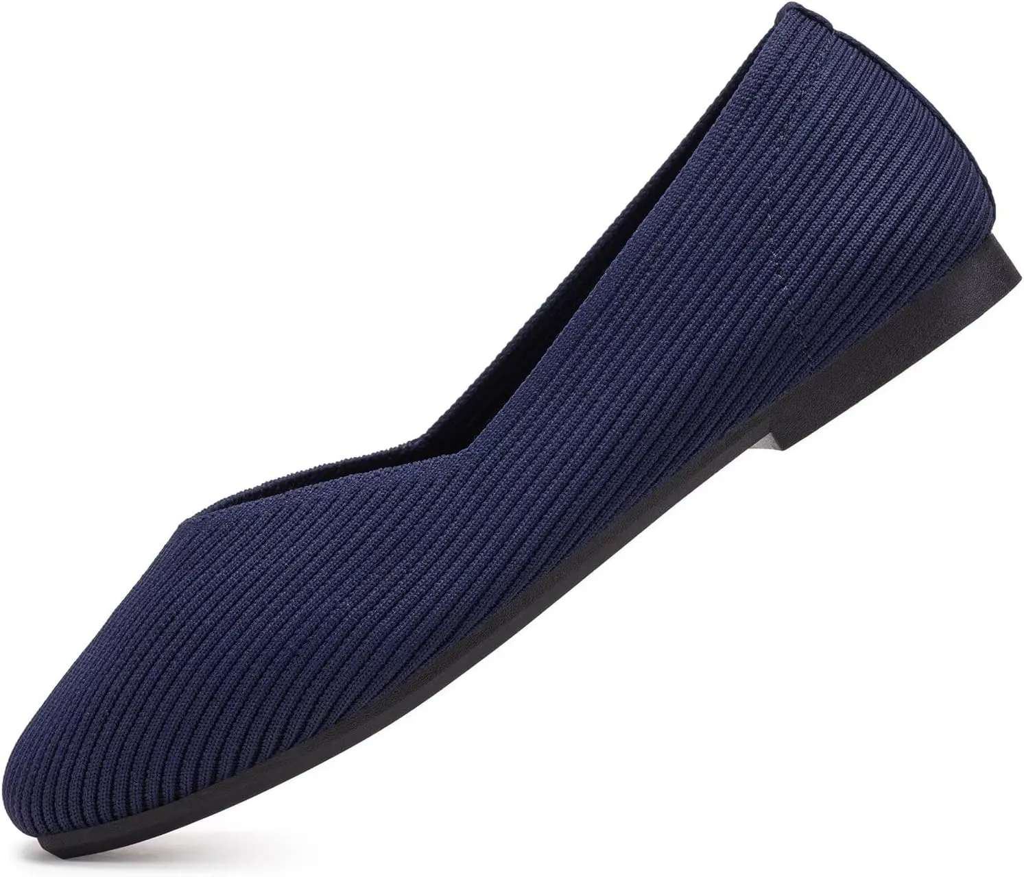 Frank Mully Womens Wide Flat Shoes Square Toe Shoes Knitted Work Flats Comfortable Women Shoes Comfortable Women Shoes