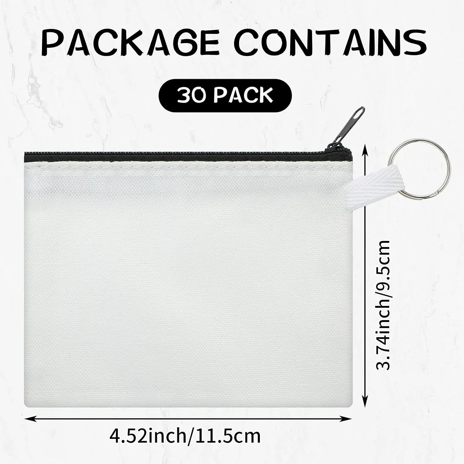 Frienda 30 Pieces Sublimation Blank Canvas Makeup Bags Bulk Cosmetic DIY Craft Pouch with Zipper Coin Purse Pencil Pouch Travel Toiletry Organizer(Black)