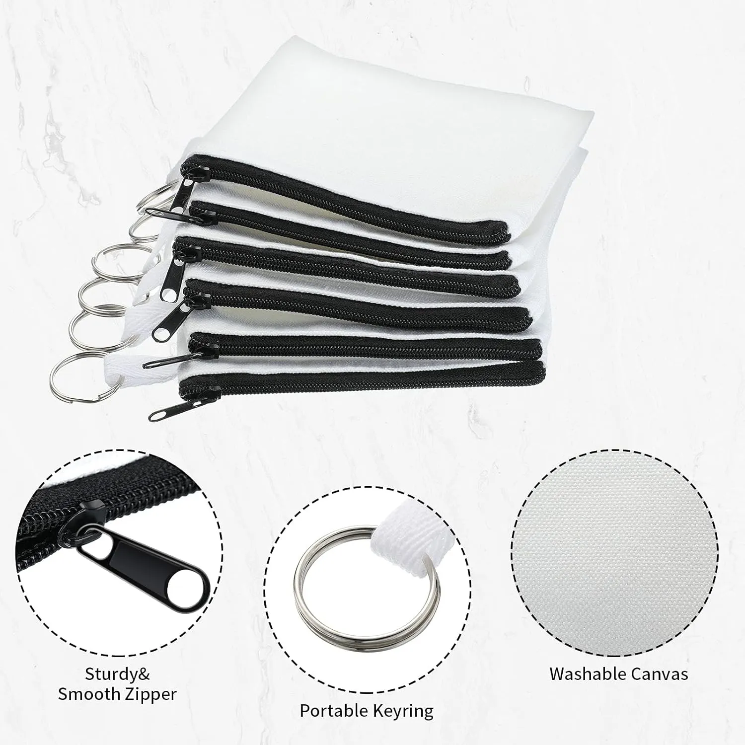 Frienda 30 Pieces Sublimation Blank Canvas Makeup Bags Bulk Cosmetic DIY Craft Pouch with Zipper Coin Purse Pencil Pouch Travel Toiletry Organizer(Black)