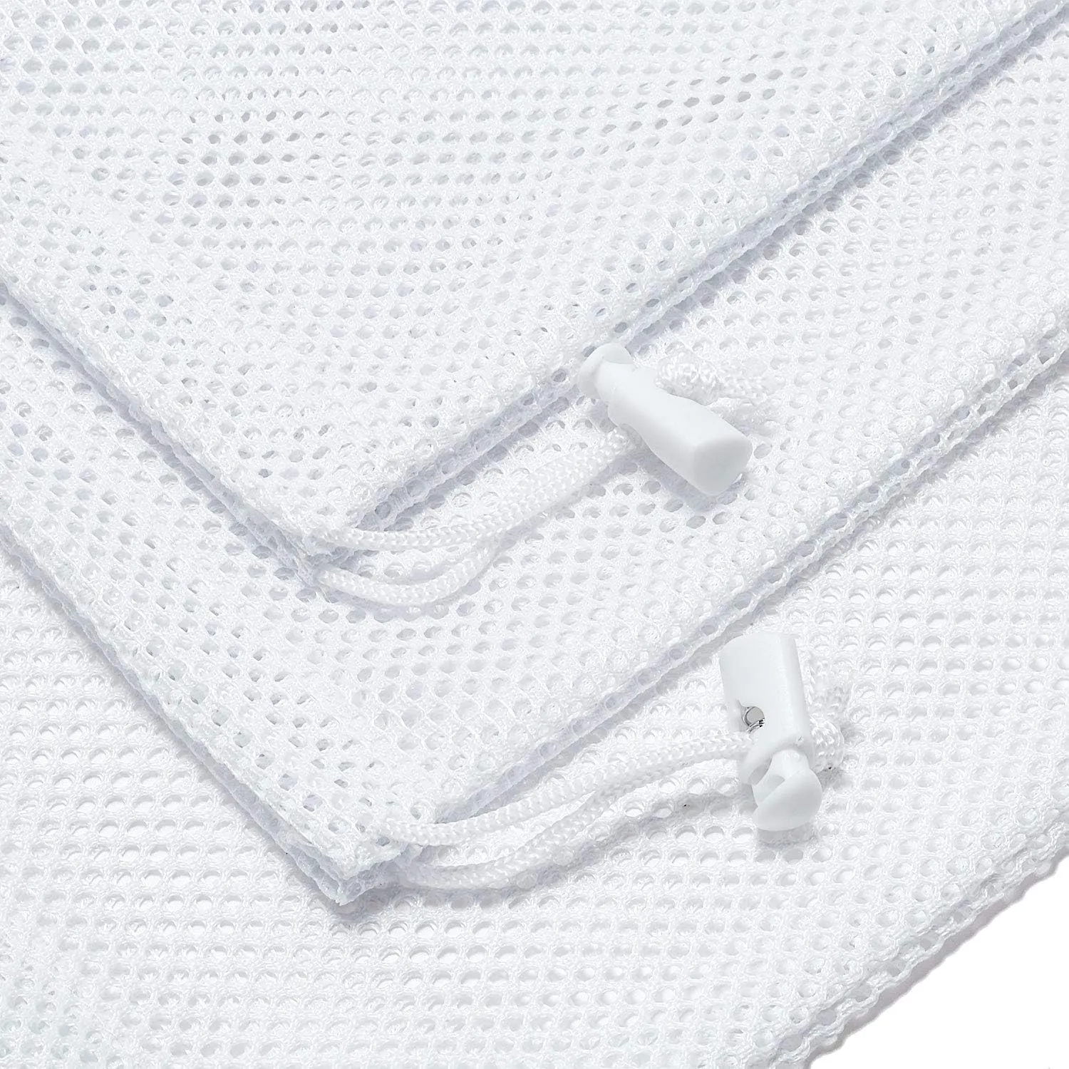 Frienda 6 Pieces Mesh Stuff Sack, 12 x 18 Inch Durable Nylon Mesh Drawstring Laundry Bag for Rinsing Beach Toys, Seashell Collecting, Mesh Bags and Travel (White)