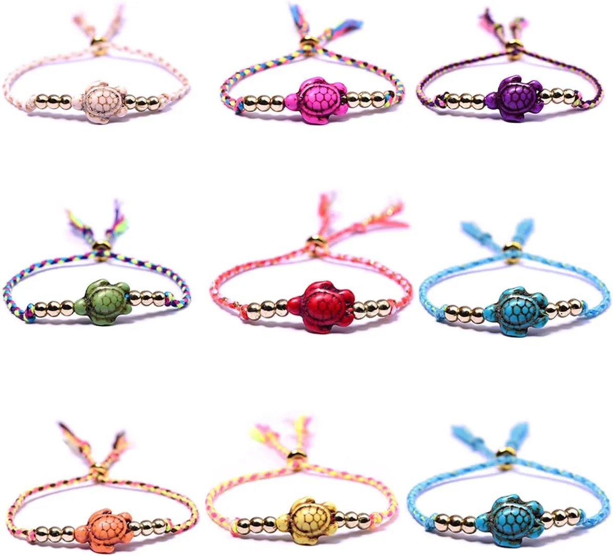 Fuqimanman2020 9pcs Bohemian Sea Turtle Rope String Bracelets Set Thread Adjustable for Women Best Friend Couples Summer Inspirational Hawaiian Holiday Jewelry