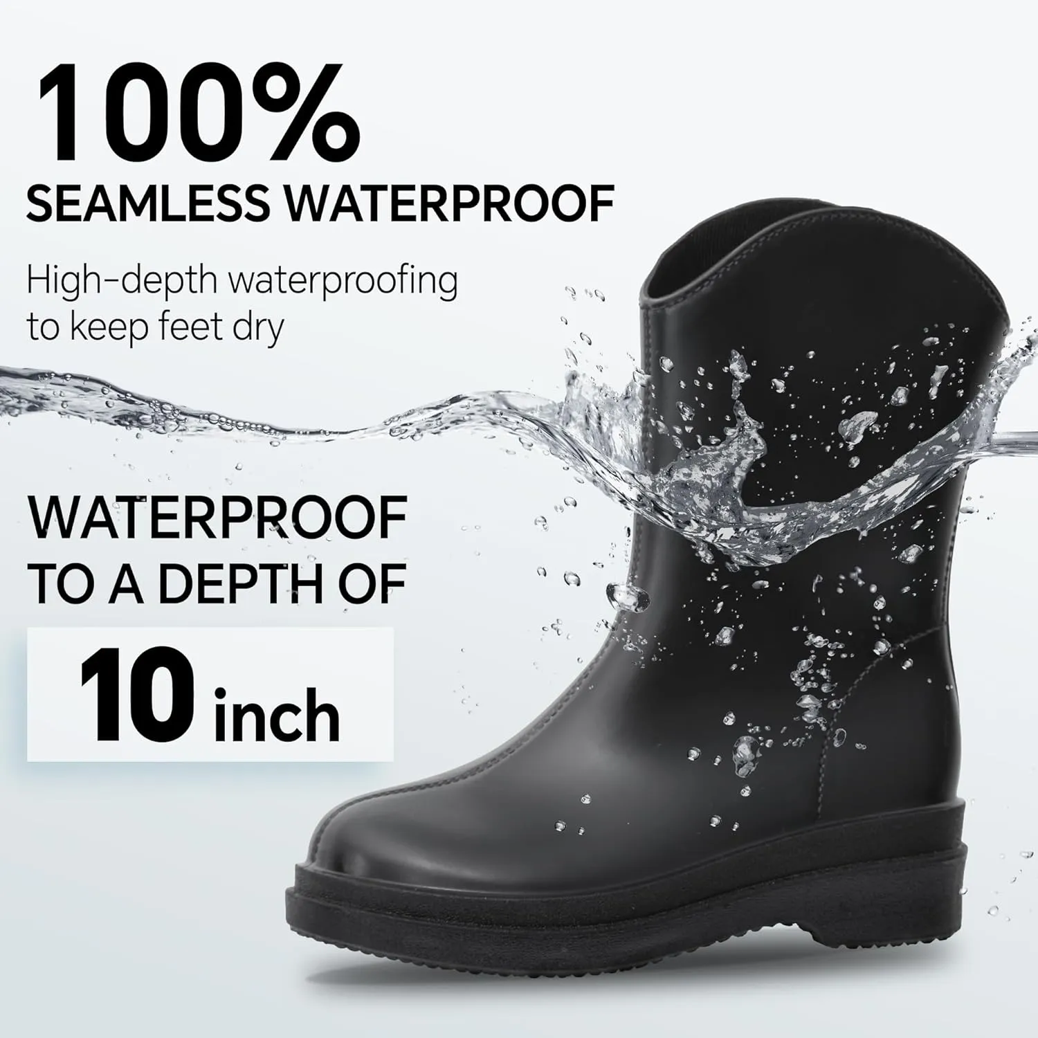 Furuian Women's Mid Calf Rain Boots Waterproof Garden Boots Lightweight Rubber Boots for Women Comfortable Work Boots for working, gardening