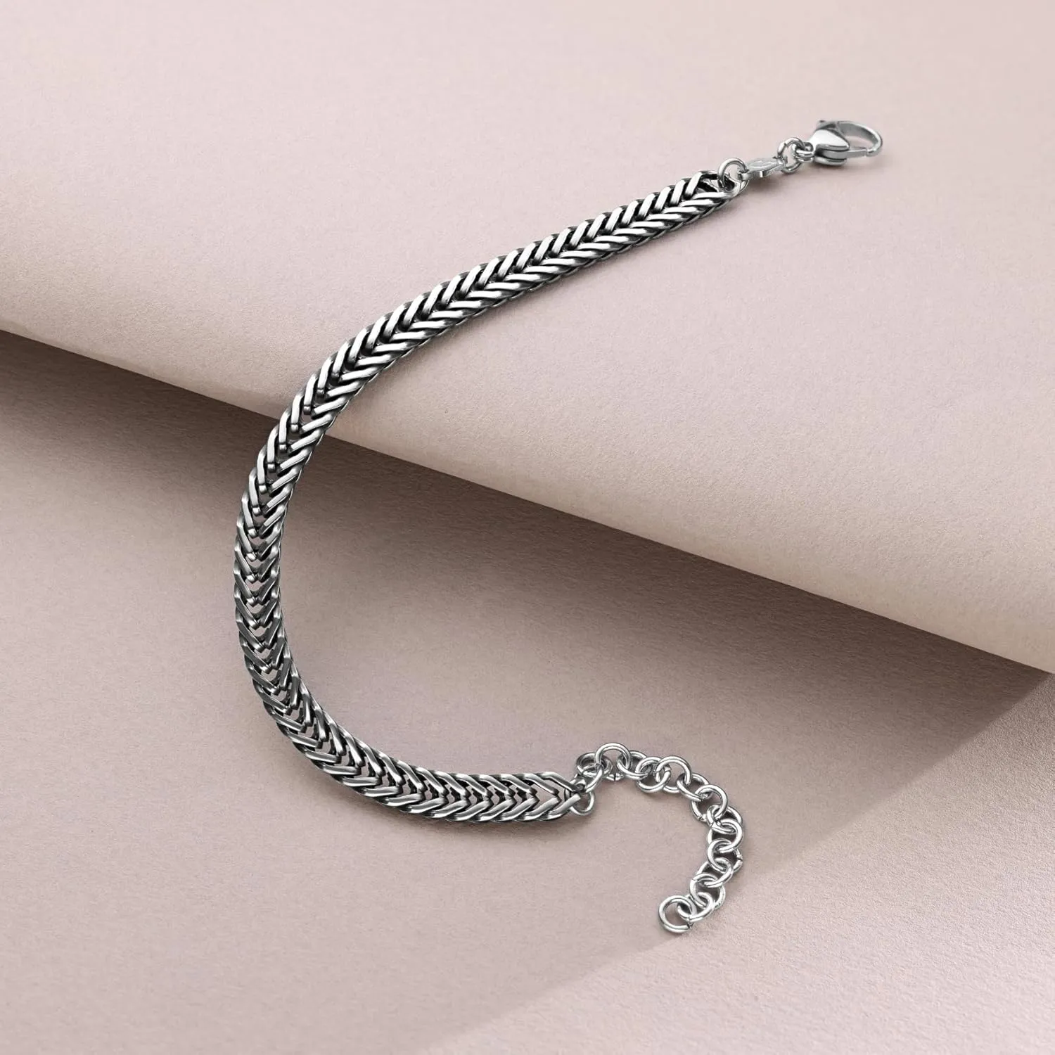 Galis Chain Bracelets For Men - Premium Stainless Steel Mens Bracelet, Silver Plated Non Tarnish Bracelet - This Snake Chain suits as Everyday Men's Bracelets is Stylish Gifts For Him 7.5"