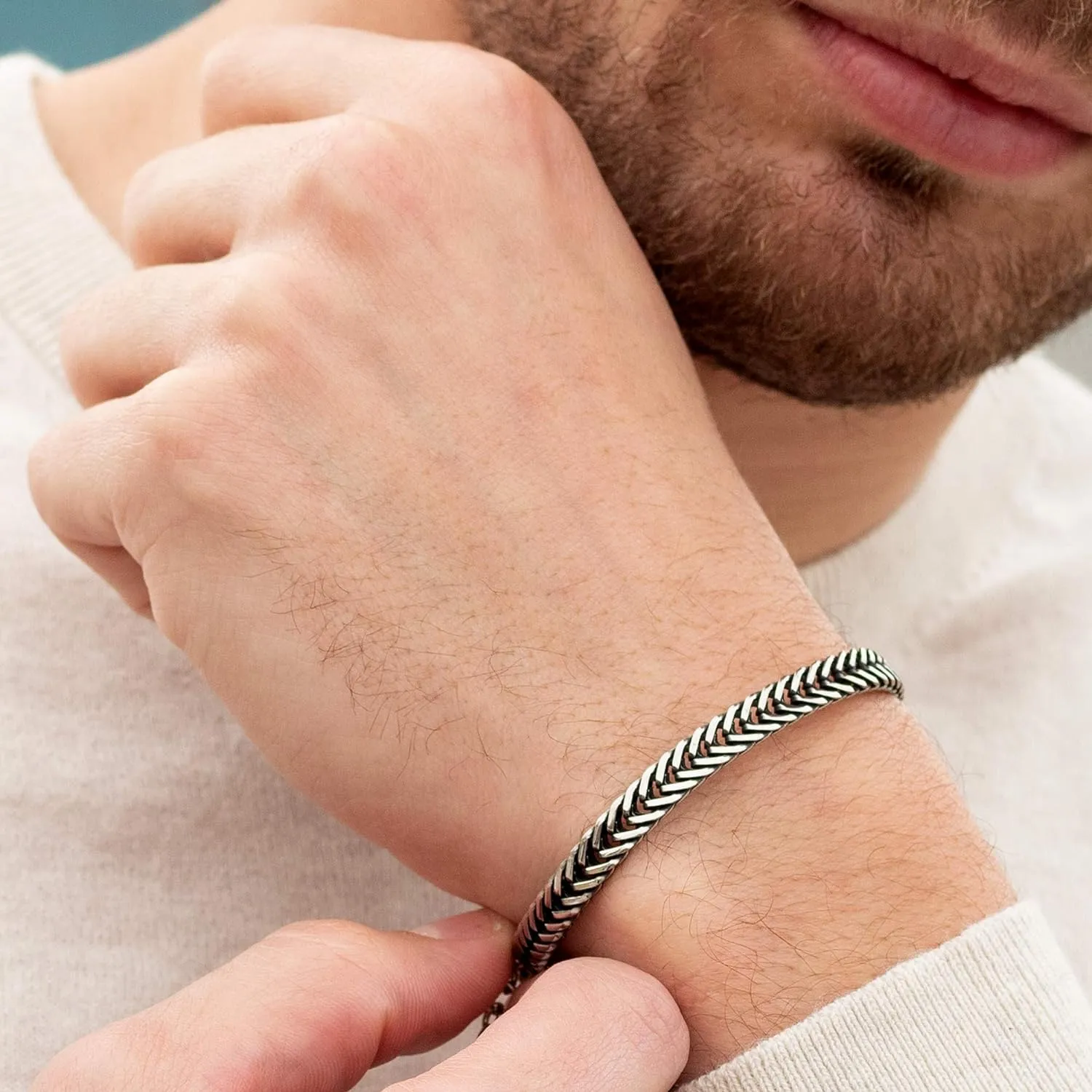 Galis Chain Bracelets For Men - Premium Stainless Steel Mens Bracelet, Silver Plated Non Tarnish Bracelet - This Snake Chain suits as Everyday Men's Bracelets is Stylish Gifts For Him 7"