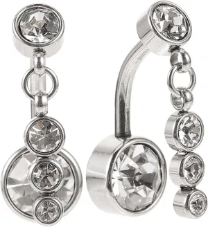 GALPADA Unique Belly Button Rings for Women 2pcs Stainless Steel Navel Rings Rhinestones Piercing Jewelry for Cosplay Party and Daily Outfits