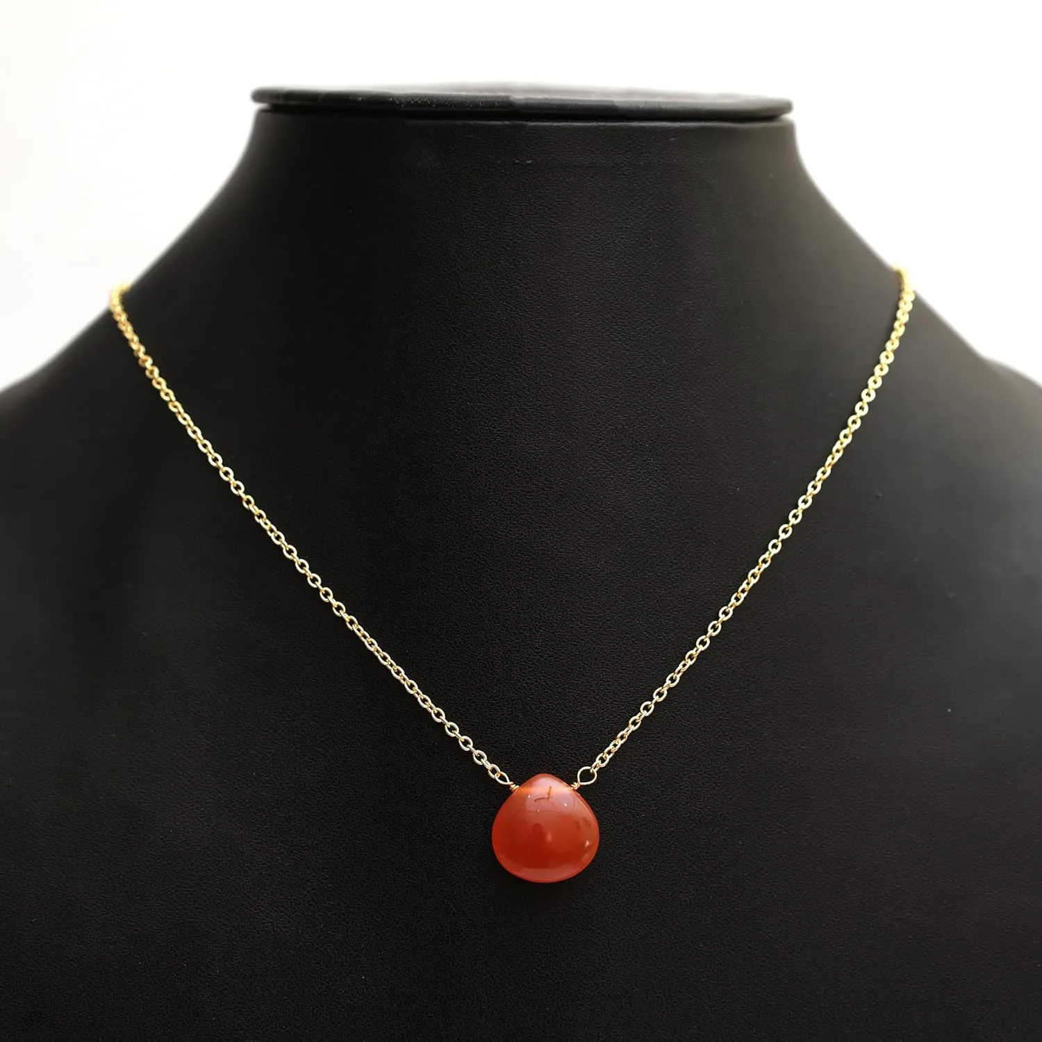 Gempires Carnelian Necklace for Women, Minimal and Dainty Orange Onyx Crystal Pendant with Natural Gemstone, Party Wear, Adjustable Length 16   2 inch