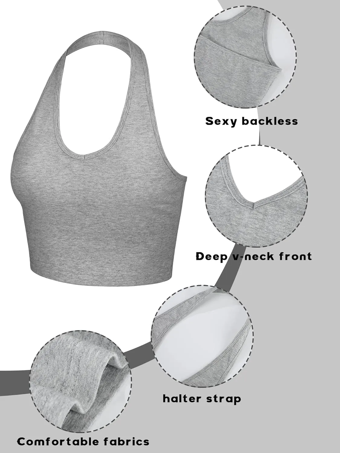 Geyoga 6 Pcs Halter Tops for Women V Neck Backless Sleeveless Tank Vest for Girls