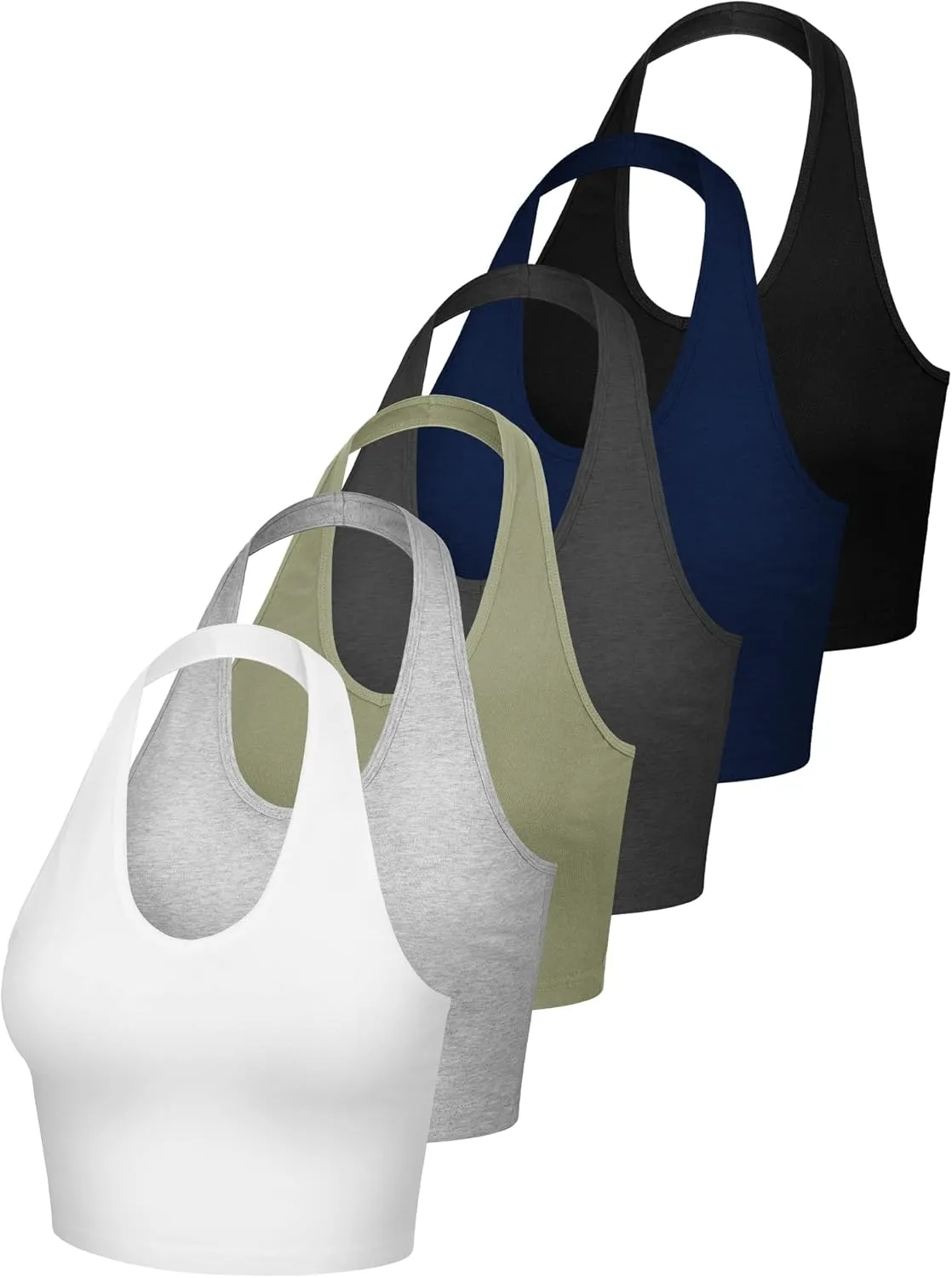 Geyoga 6 Pcs Halter Tops for Women V Neck Backless Sleeveless Tank Vest for Girls