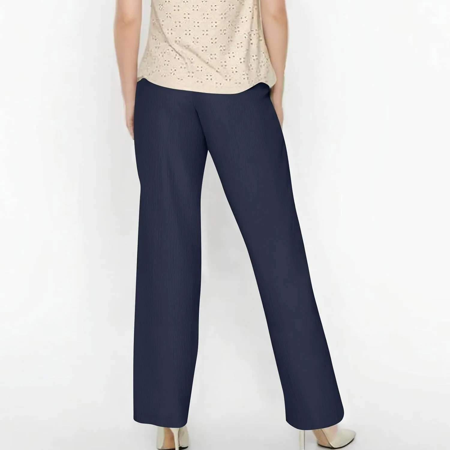 GOFULY Dress Pants Women Straight Wide Leg High Waisted Sumemr Pants Elastic Waist Drawstring Elegant Trousers with Pockets