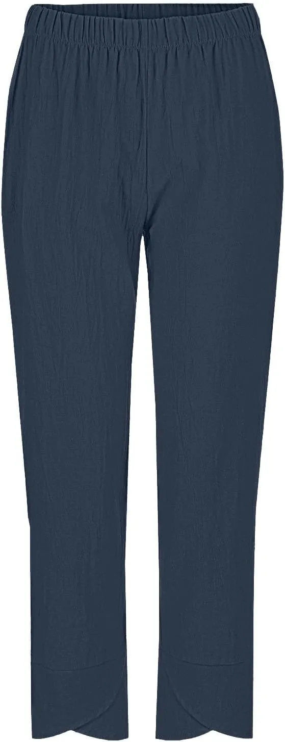 GOFULY Lounge Pants Women Casual Elastic Waist Sumemr Pants Straight Wide Leg High Waisted with Pockets 2025 Slacks Clothes
