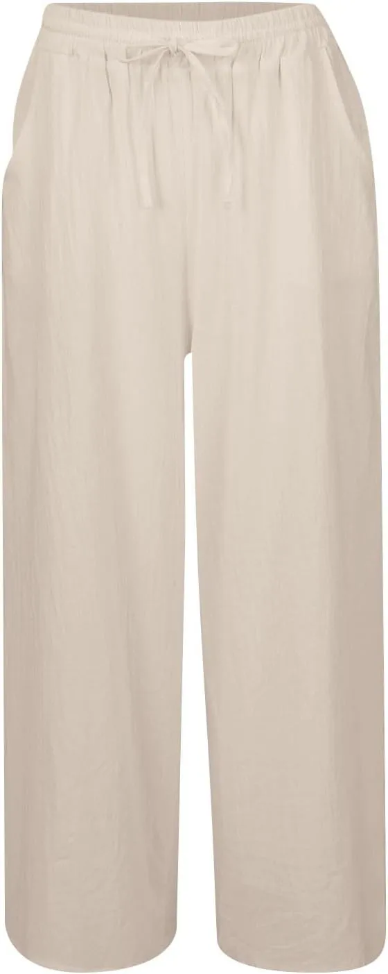 GOFULY Pants for Women 2025 Straight Wide Leg High Waisted Sumemr Pants Elastic Waist Drawstring Beach Trousers with Pockets
