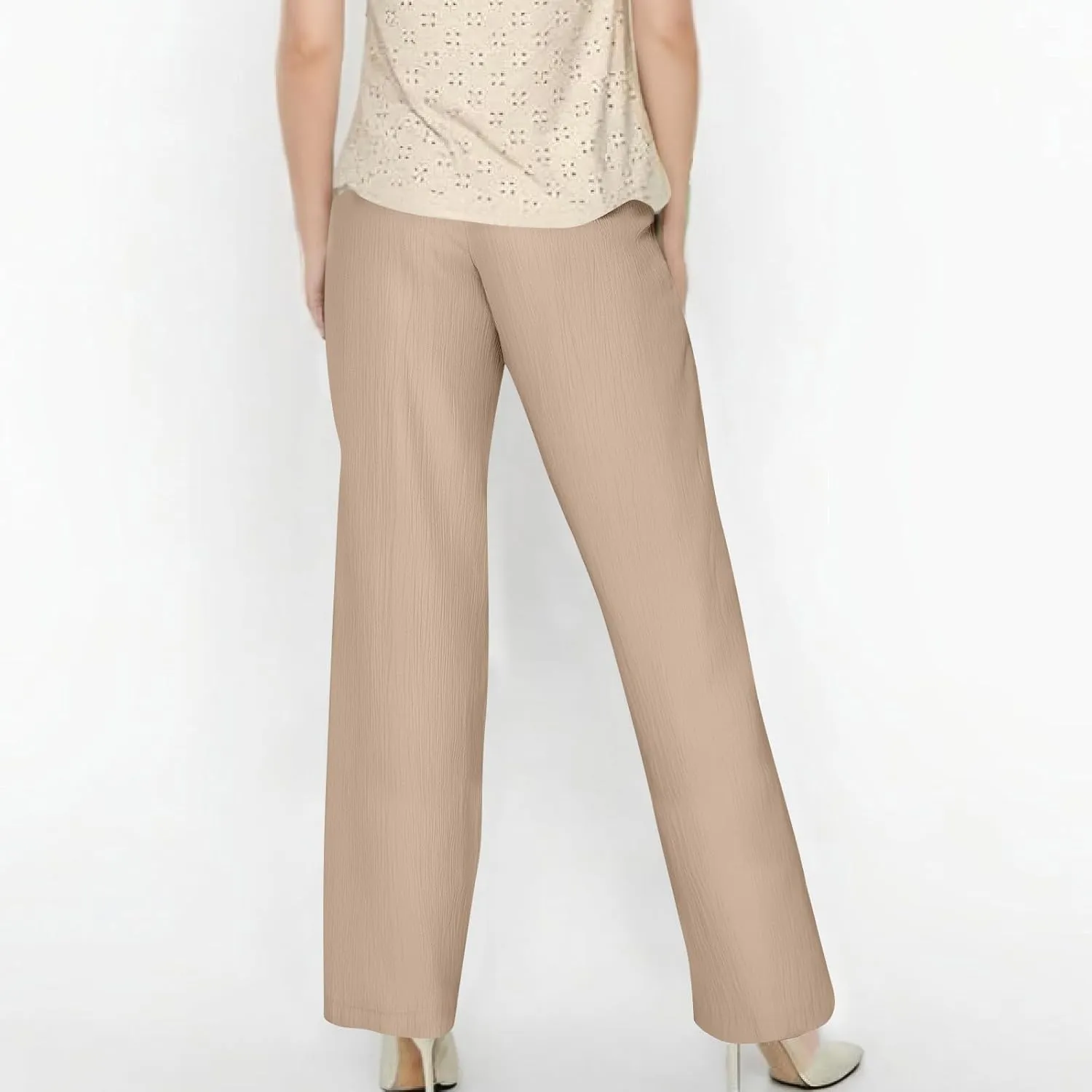 GOFULY Pants for Women 2025 Straight Wide Leg High Waisted Sumemr Pants Elastic Waist Drawstring Beach Trousers with Pockets