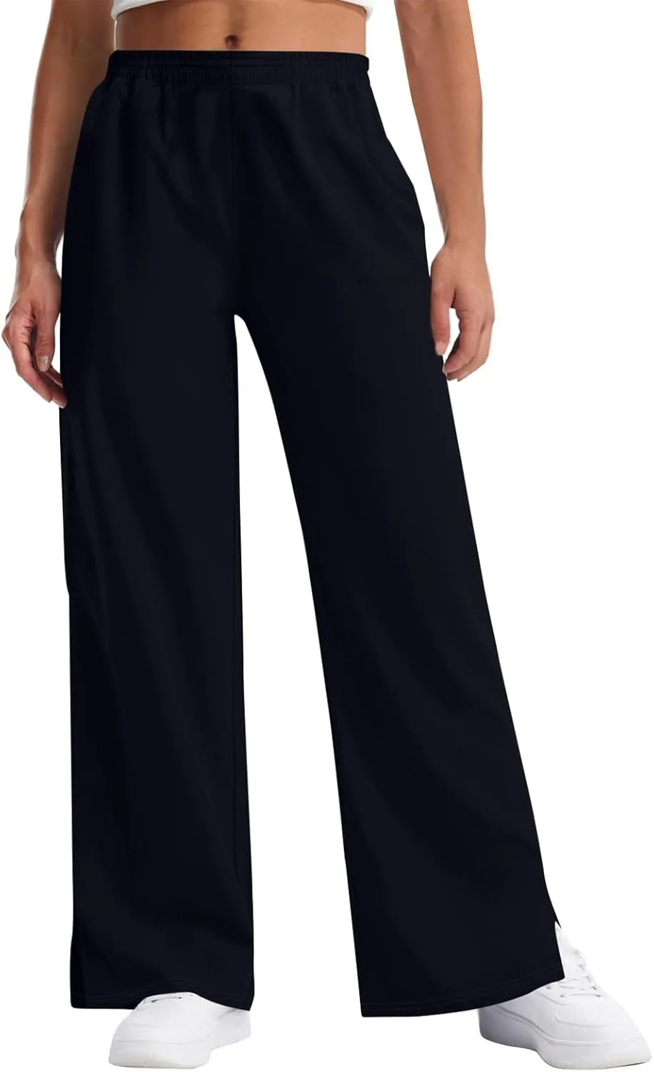 GOFULY Pants for Women Beach Elastic Waist Drawstring Sumemr Pants High Waisted Straight Wide Leg with Pockets Comfy Trousers