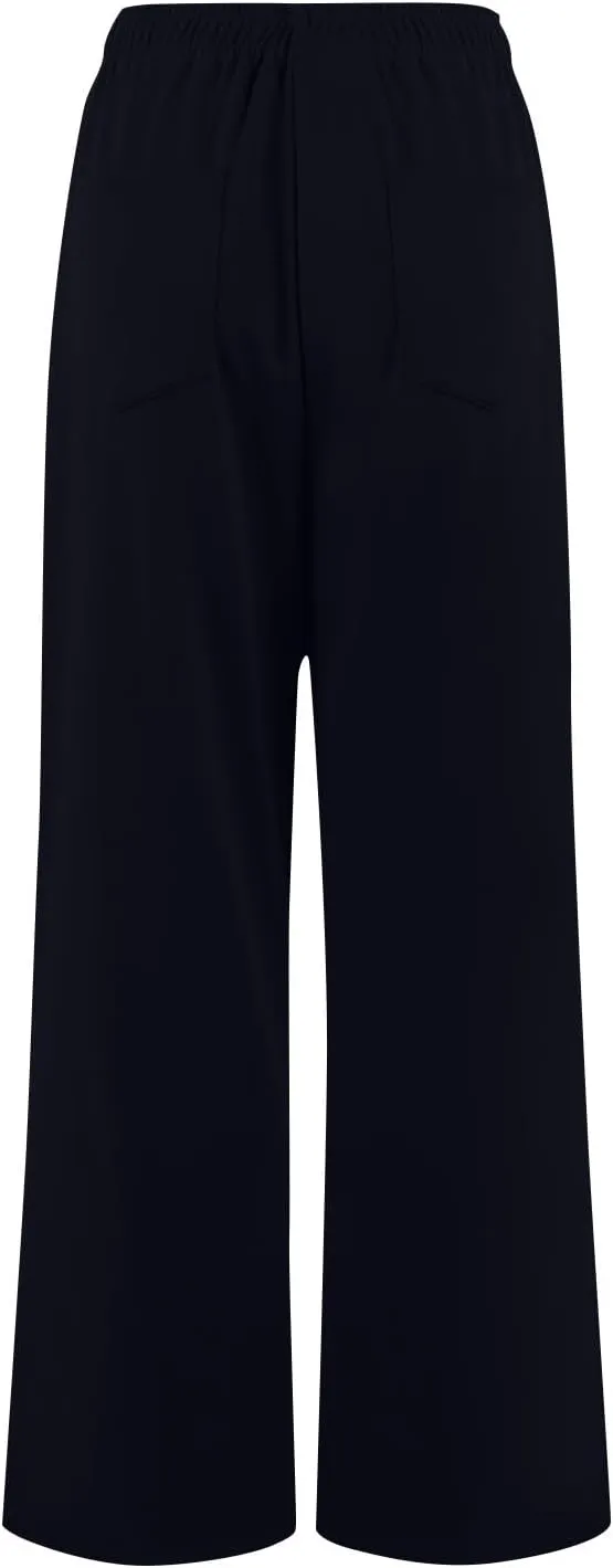 GOFULY Pants for Women Beach Elastic Waist Drawstring Sumemr Pants High Waisted Straight Wide Leg with Pockets Comfy Trousers