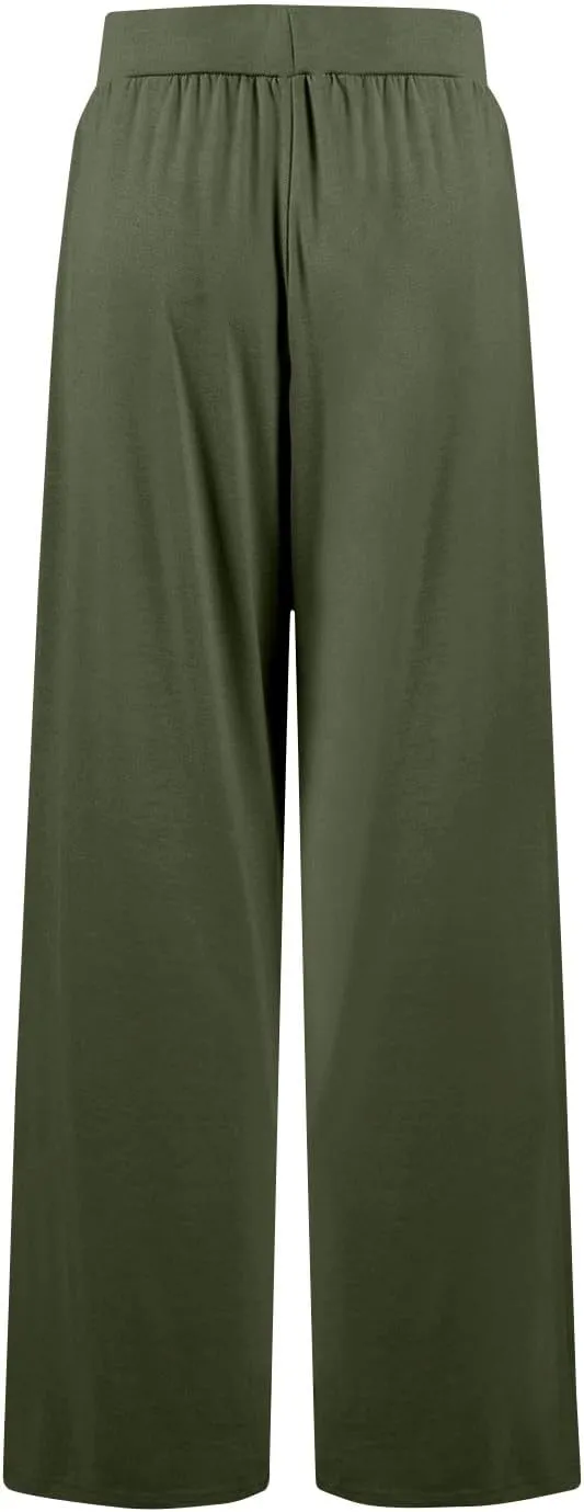GOFULY Pants for Women Beach Elastic Waist Drawstring Sumemr Pants Straight Wide Leg High Waisted Pockets Soft Slacks Clothes
