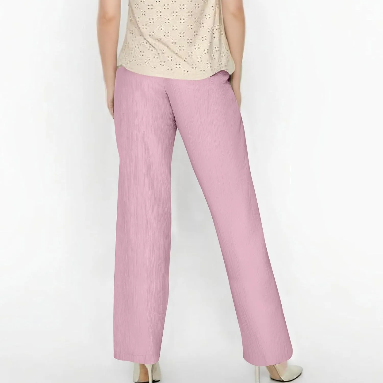 GOFULY Womens Pants Beach Straight Wide Leg High Waisted Sumemr Casual Pants Elastic Waist Drawstring Trousers with Pockets