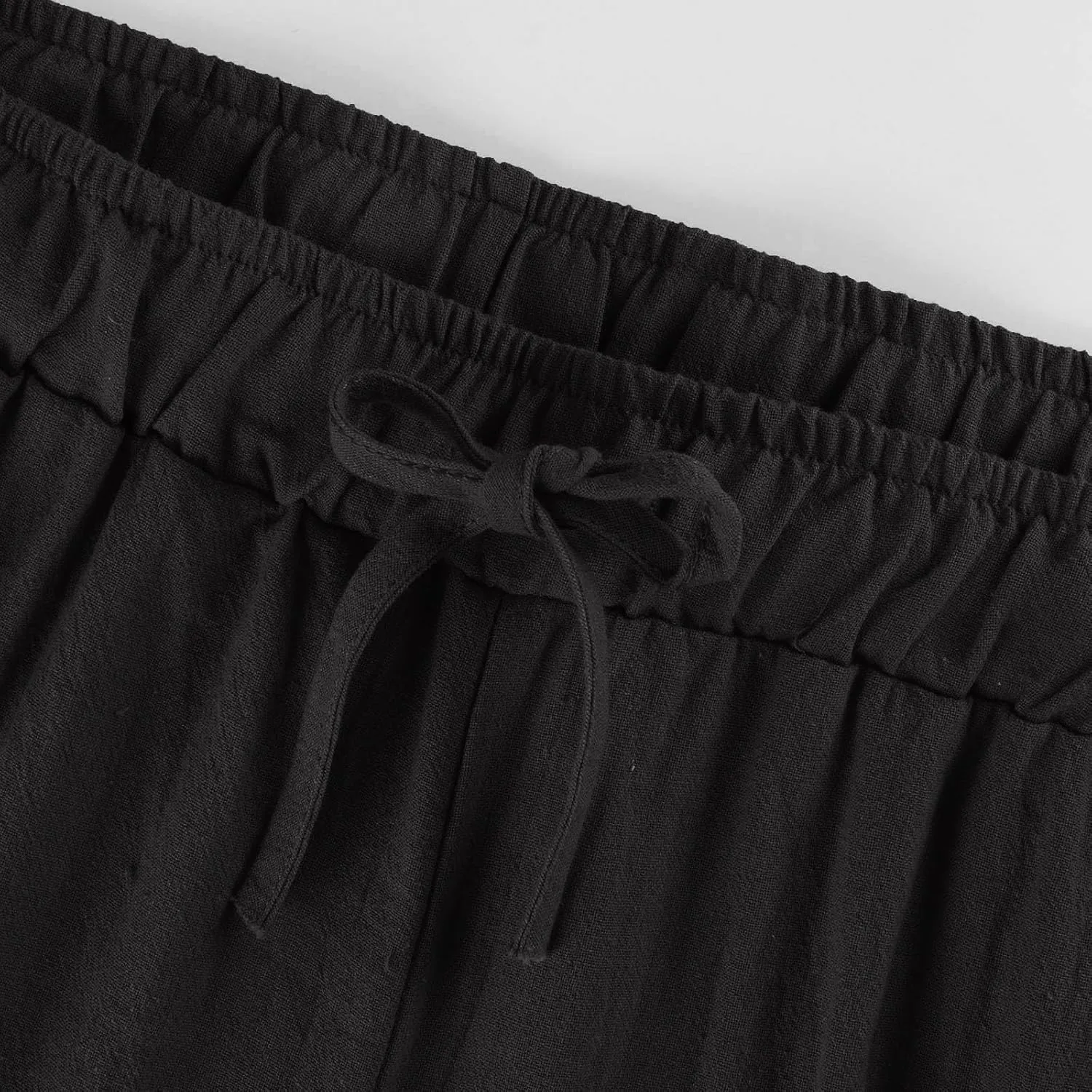 GOFULY Women's Pants Casual Elastic Waist Drawstring Sumemr Pants Straight Wide Leg High Waisted with Pockets Comfy Trousers