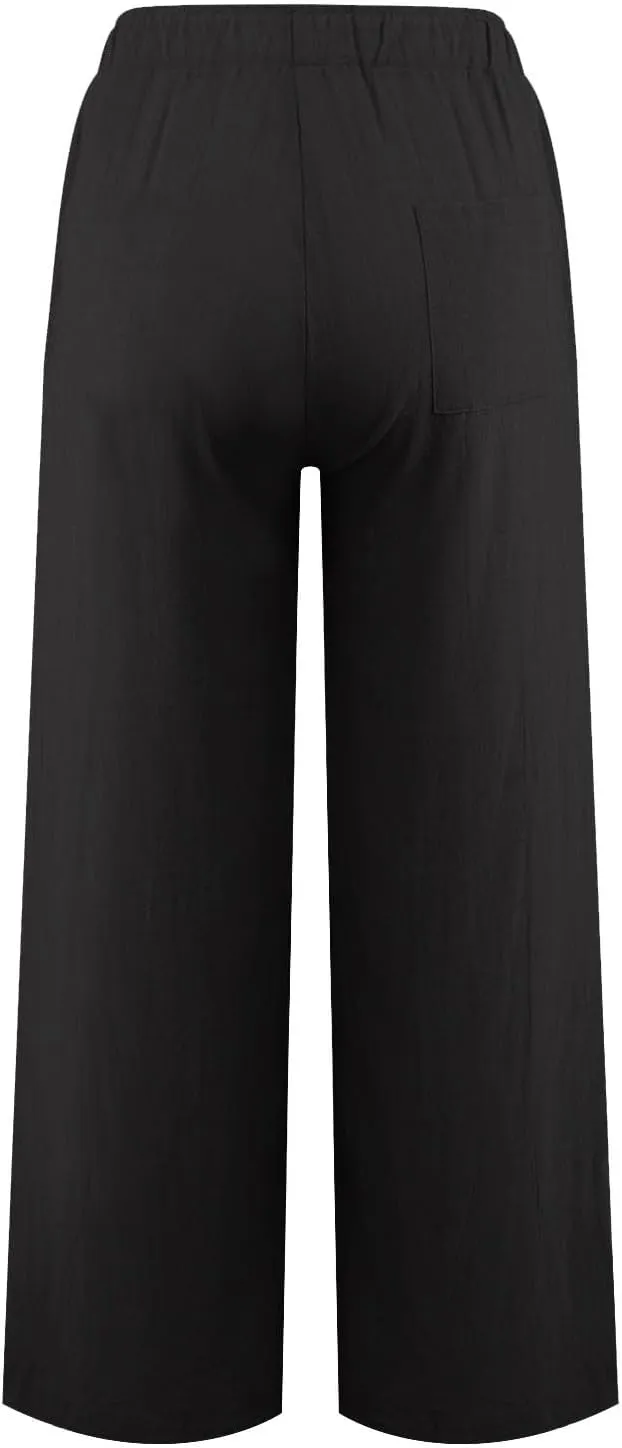 GOFULY Women's Pants Casual Elastic Waist Drawstring Sumemr Pants Straight Wide Leg High Waisted with Pockets Comfy Trousers