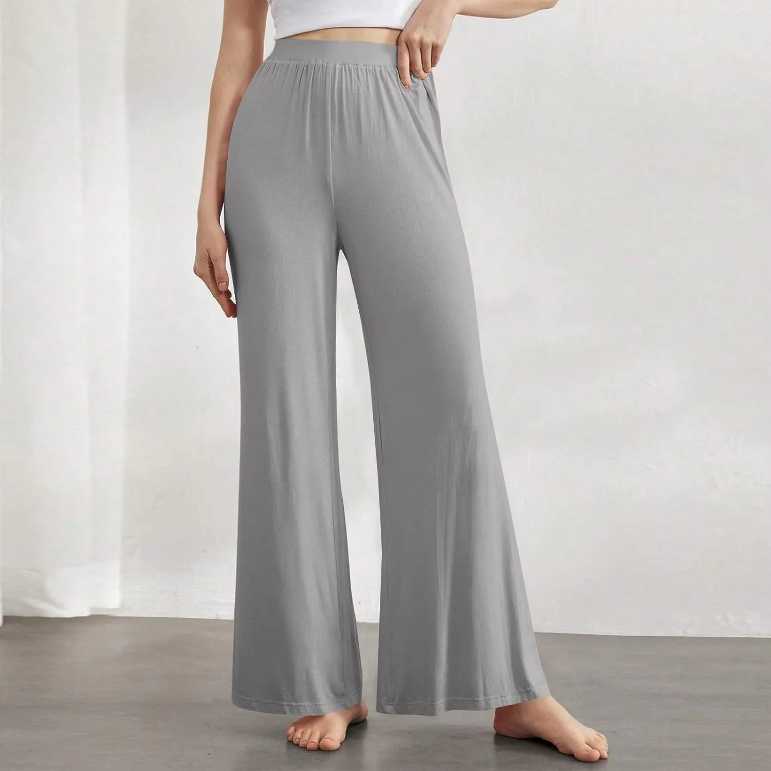 GOFULY Women's Pants Straight Wide Leg High Waisted Palazzo Pants Elastic Waist Drawstring Sumemr 2025 Trousers with Pockets