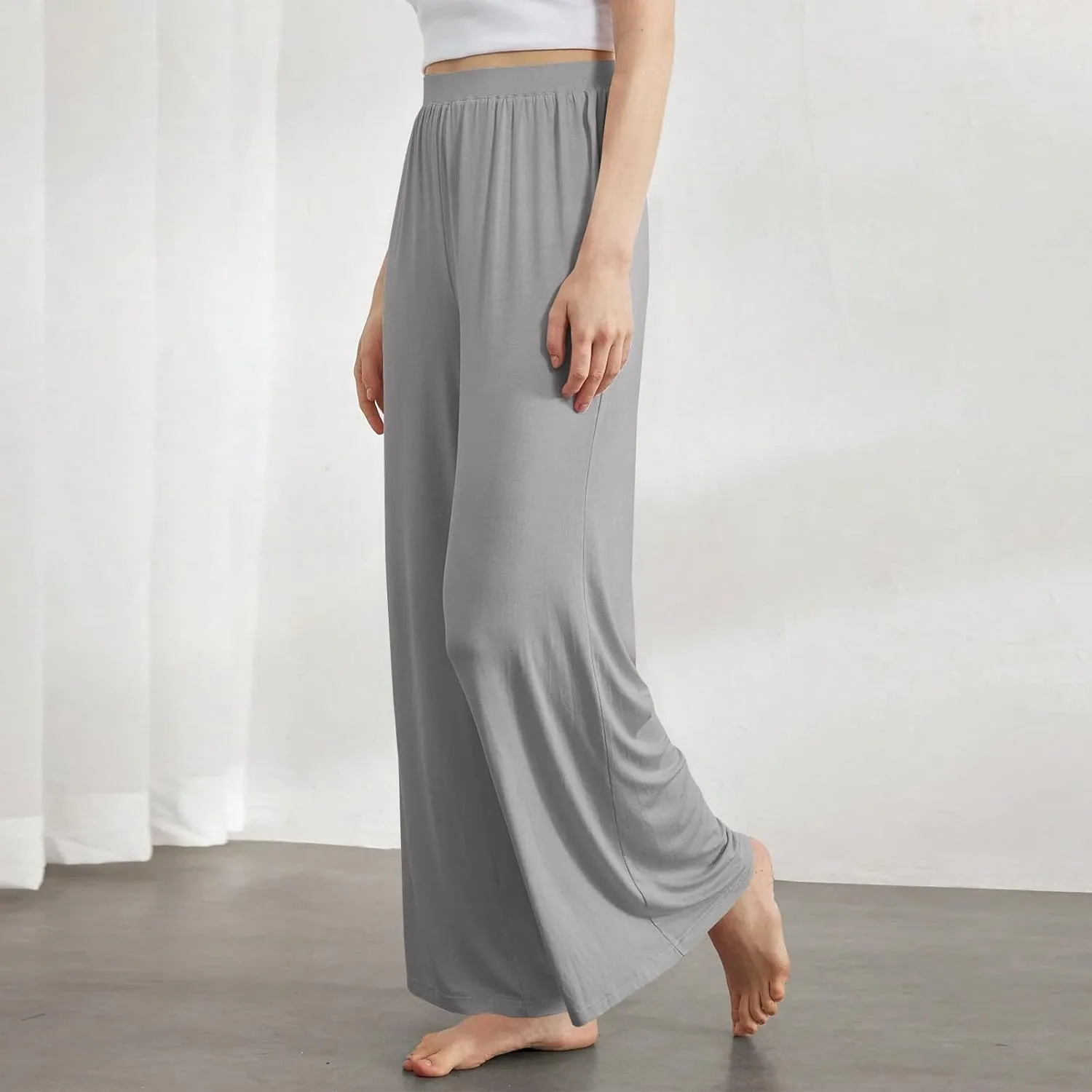 GOFULY Women's Pants Straight Wide Leg High Waisted Palazzo Pants Elastic Waist Drawstring Sumemr 2025 Trousers with Pockets