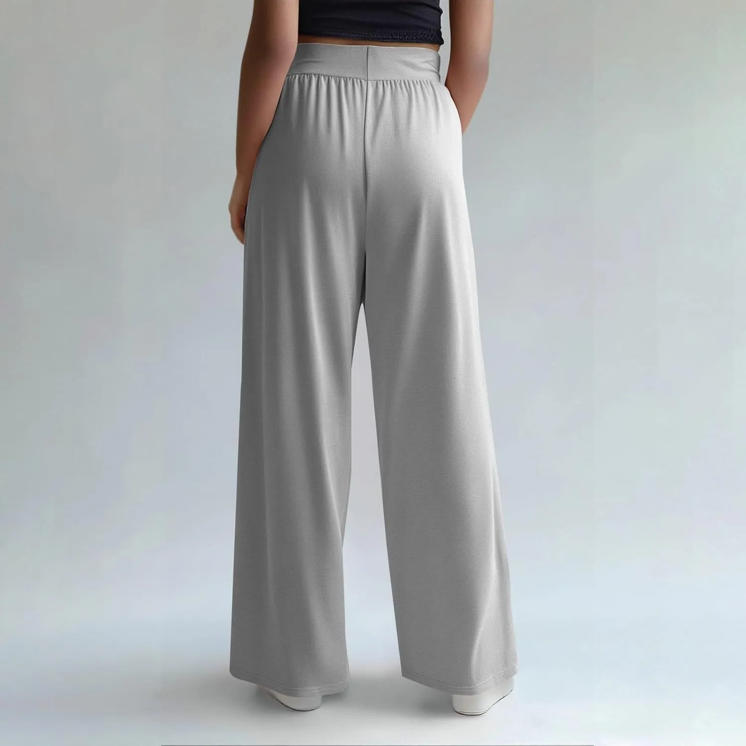 GOFULY Women's Pants Straight Wide Leg High Waisted Palazzo Pants Elastic Waist Drawstring Sumemr 2025 Trousers with Pockets