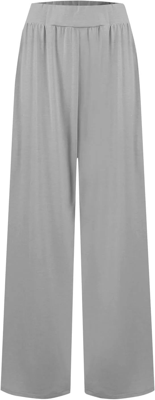 GOFULY Women's Pants Straight Wide Leg High Waisted Palazzo Pants Elastic Waist Drawstring Sumemr 2025 Trousers with Pockets