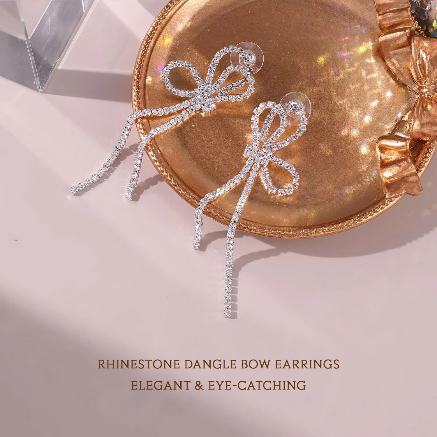 Gold Bow Earrings Silver Dainty Statement Earrings, Cute Ribbon Stud Classic Heart Dangle Earrings Elegant Stylish Tassel Pearl Drop Earrings Fashion Jewelry Gifts for Women